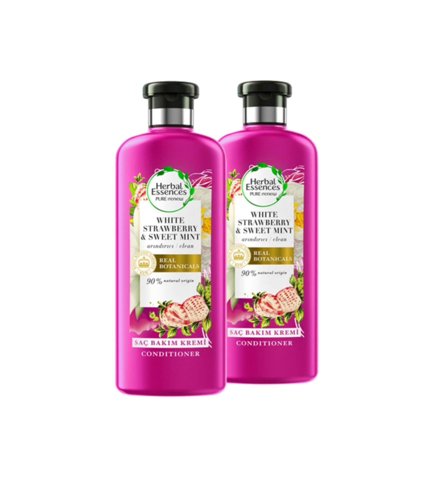 Herbal Essences Hair Care Conditioner Purifying White Strawberry and Sweet Mint 360 Ml X 2 Pieces