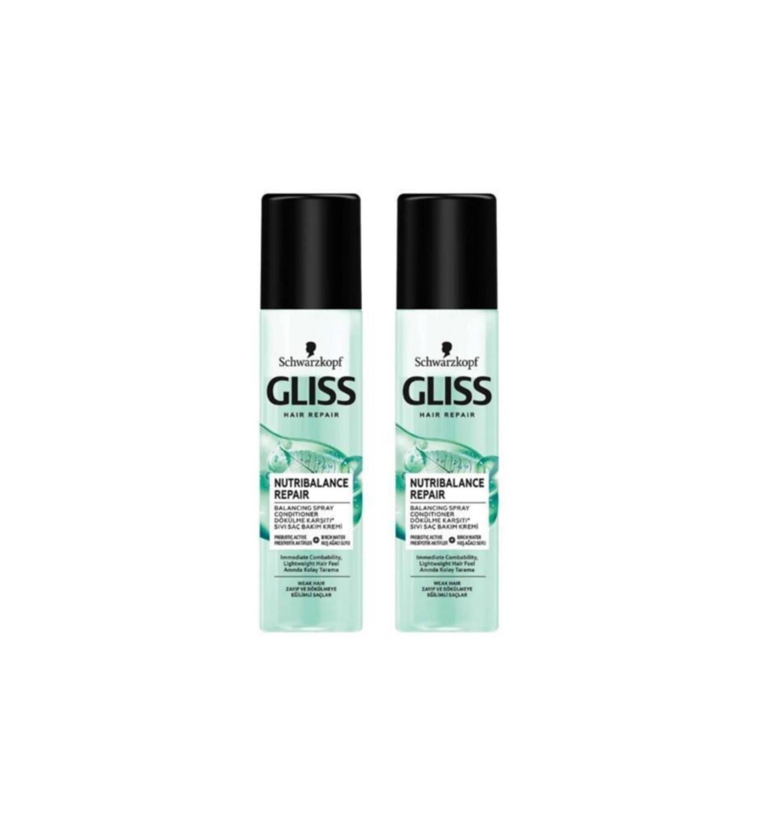 Gliss Schwarzkopf Gliss Nutribalance Liquid Hair Conditioner 200 ml X2 Pieces Makeup Bag 2