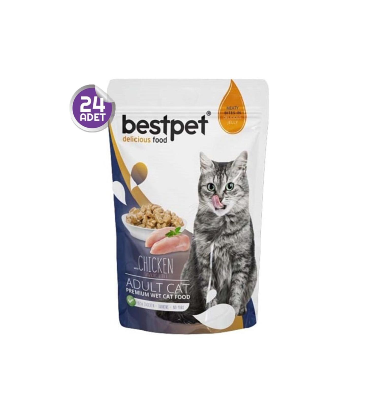 Bestpet Adult Jelly Pouch Chicken Cat Food 24 X 85 Gr
