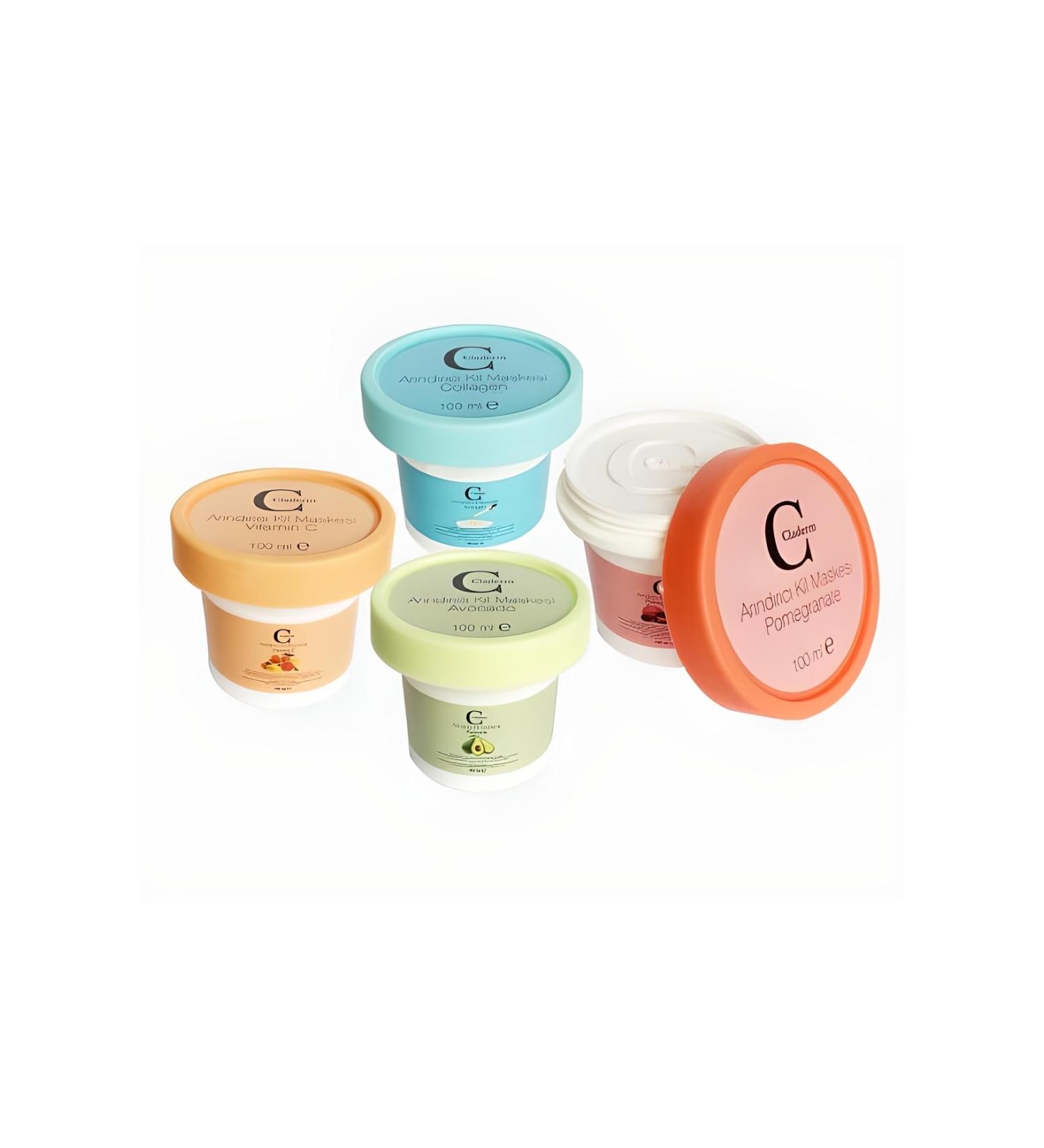 Claderm 100 ml Bucket Clay Mask 4 Pieces (Pomegranate Extract Collagen Avocado Vitamin C