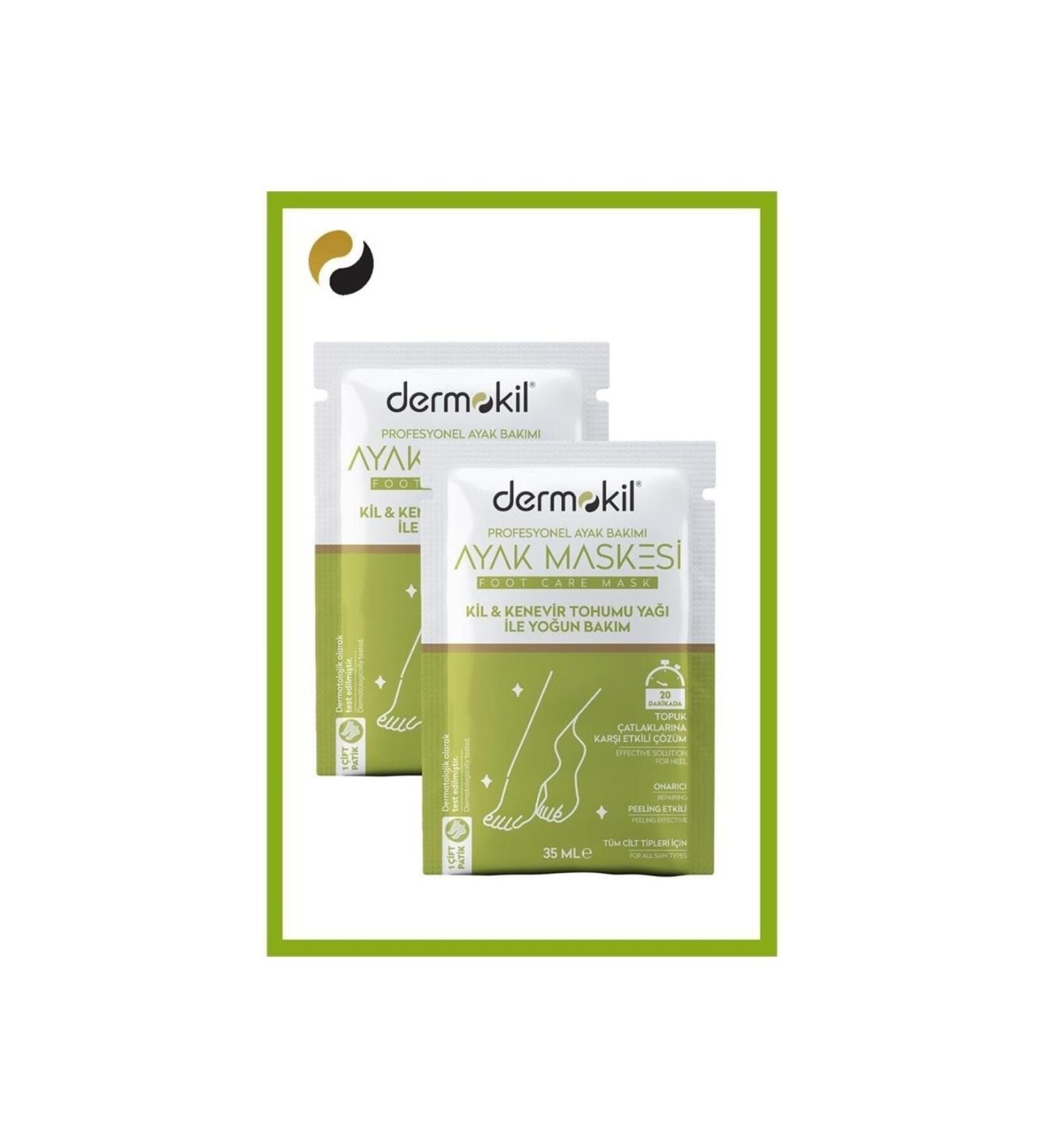 Dermokil Clay and Hemp Oil Peeling Foot Mask 35 Ml Set of 2 - Buy Online on GoSupps.com