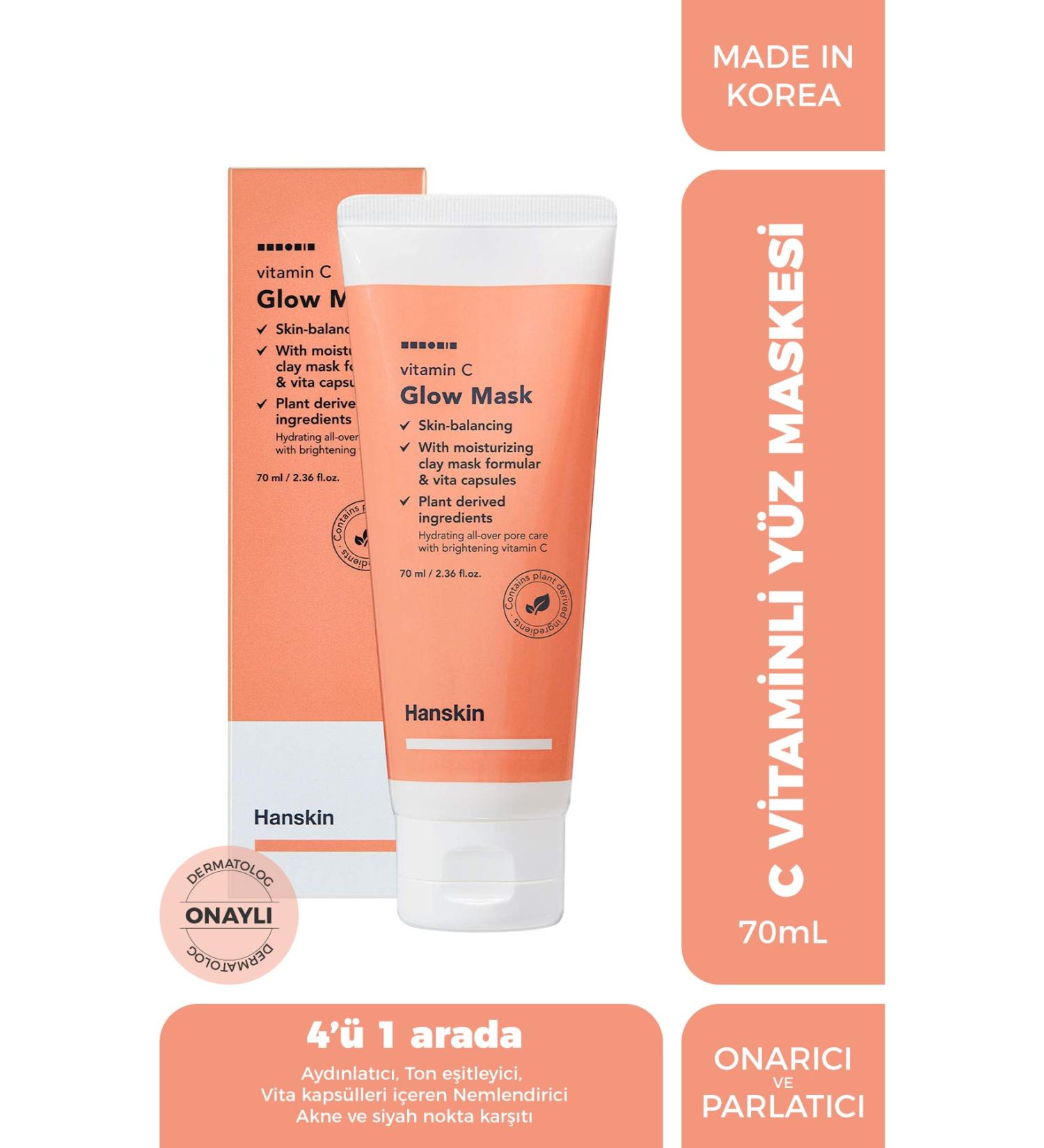 Hanskin Vitamin C Glow Mask-c Vitamin Brightening Mask (ANTI-BLACKHEAD/ACNE/MOISTURIZING)70ml - Buy Online on GoSupps.com