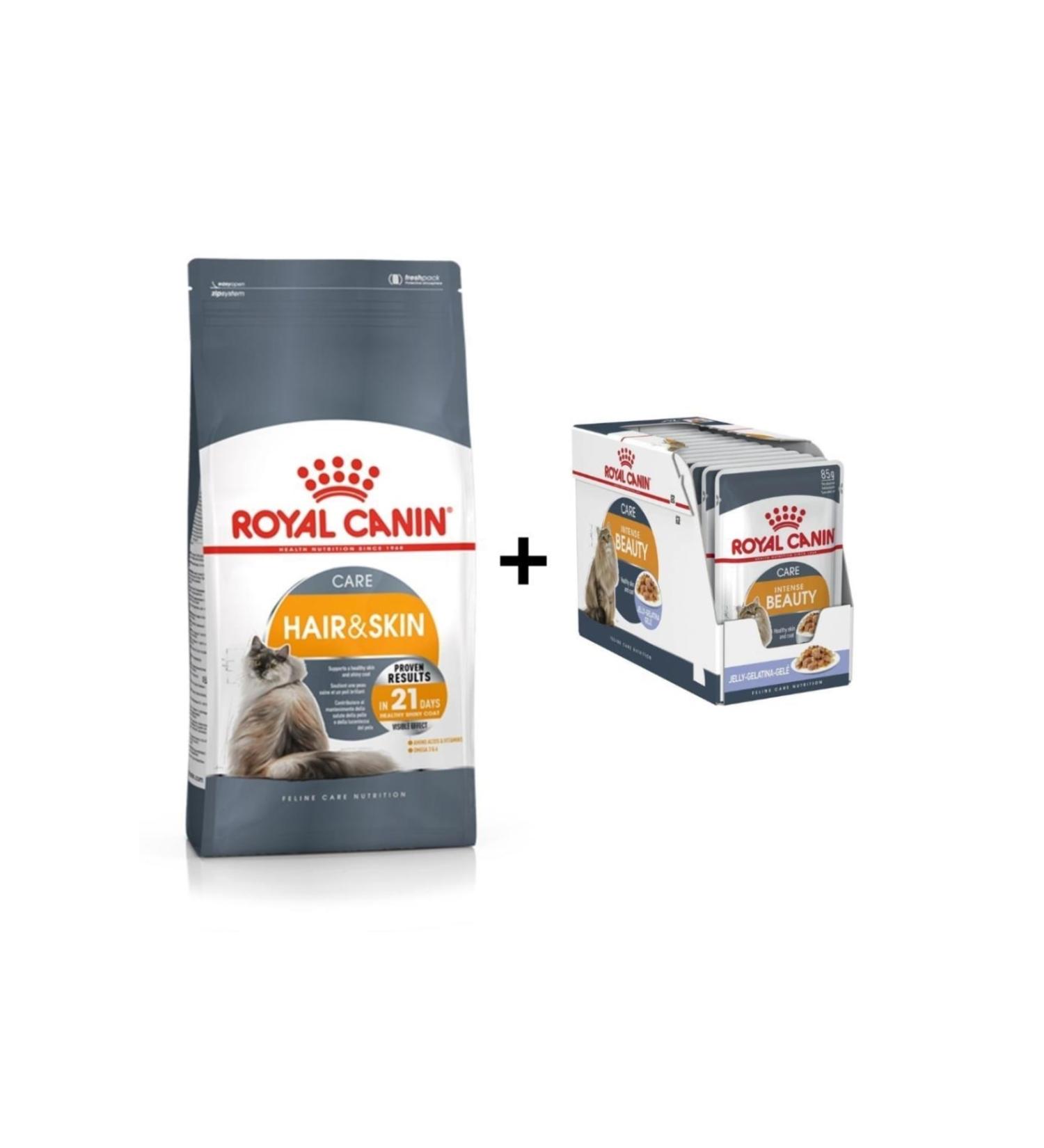 Royal Canin Hair Skin Cat Food 2 Kg + 12 Pieces Wet Food