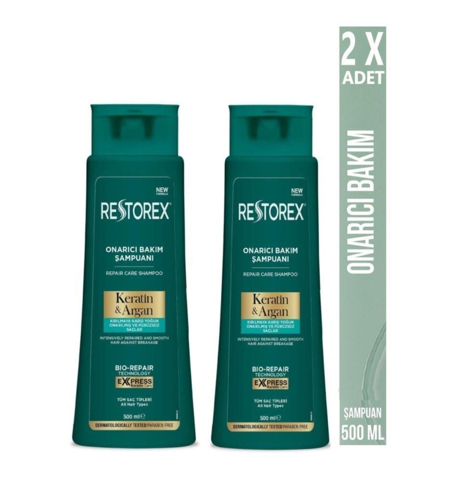 Restorex Keratin&argan Repair Shampoo 500 Ml X 2 Pieces