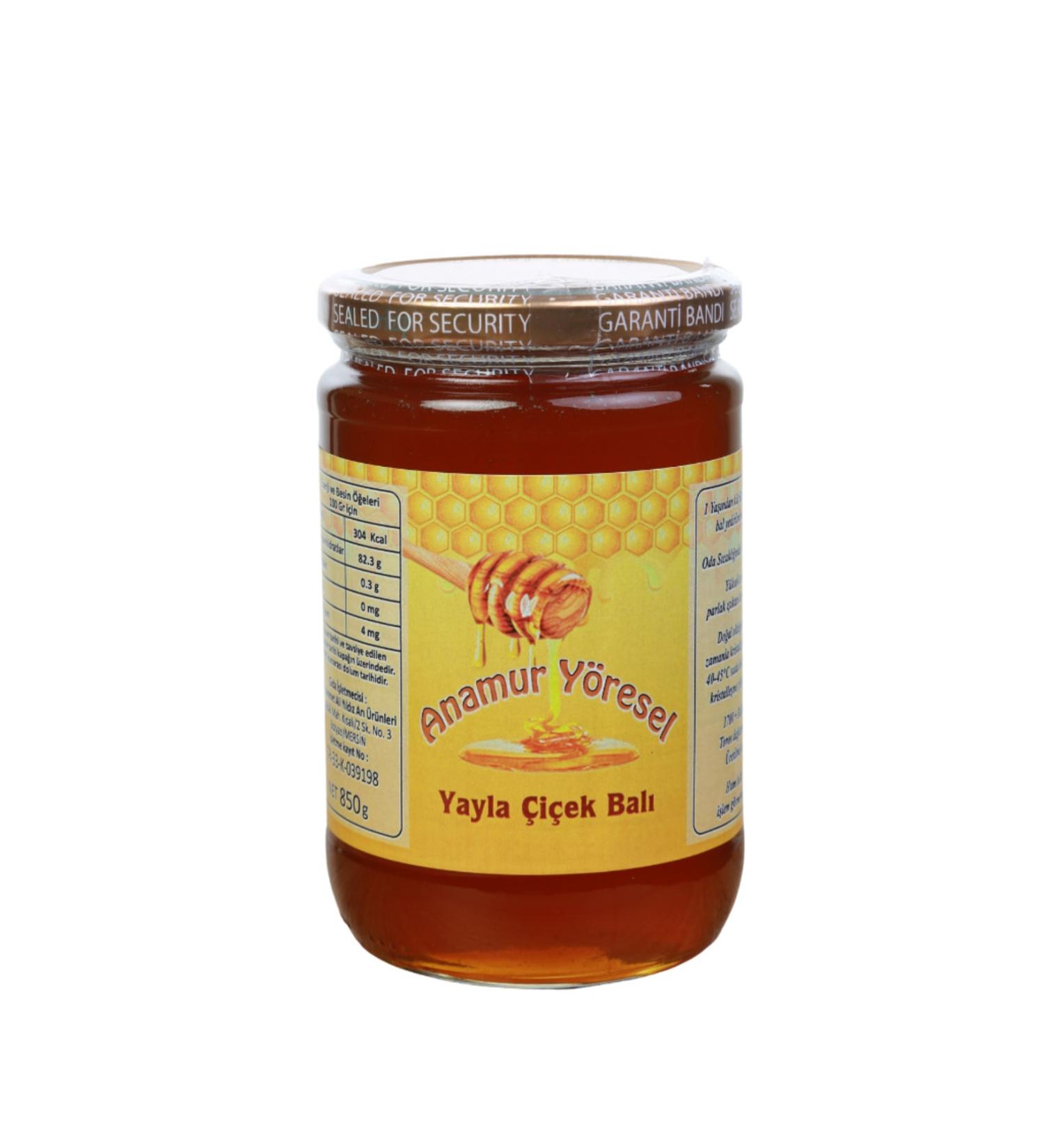 ANAMUR LOCAL Polyflora Plateau Flower Honey. Healing Source Raw Honey 850 gr Glass Jar.
