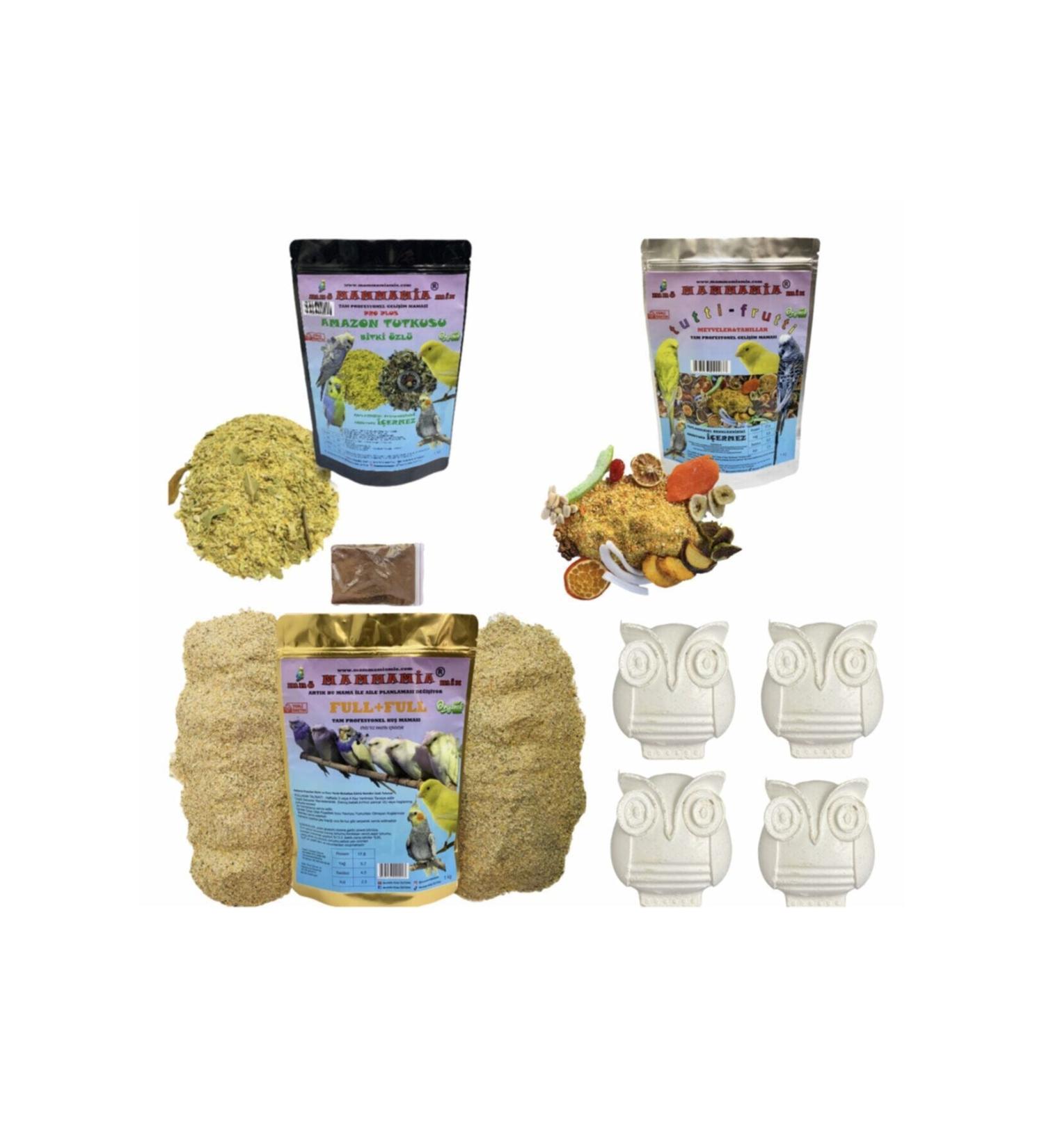 mn mammamia mix 3 Piece Set 3 Kg Food + 4 Pieces Mineral Block 4 In 1