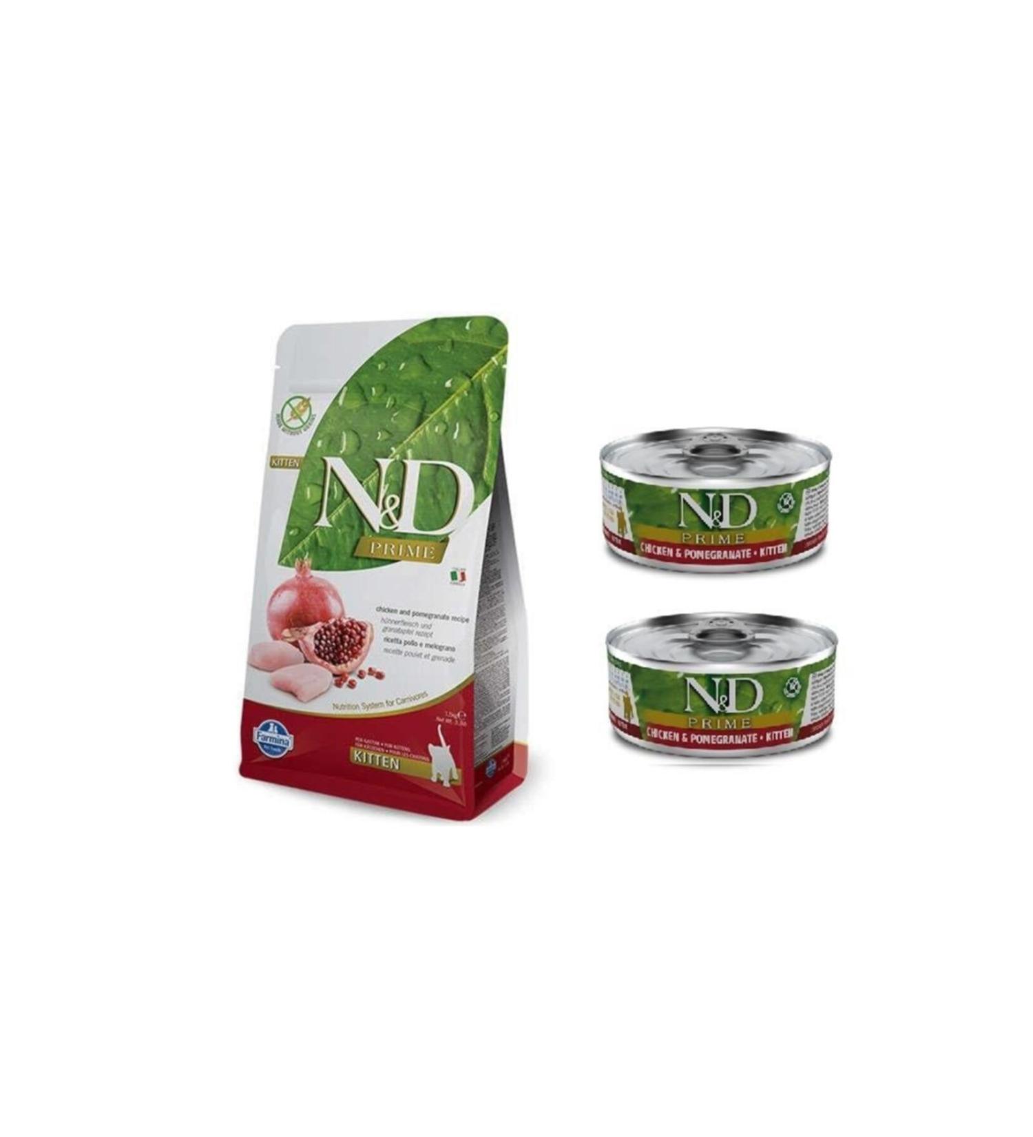 & D Kitten Chicken Pomegranate Kitten Cat Food 1.5 Kg + 2-chicken Canned