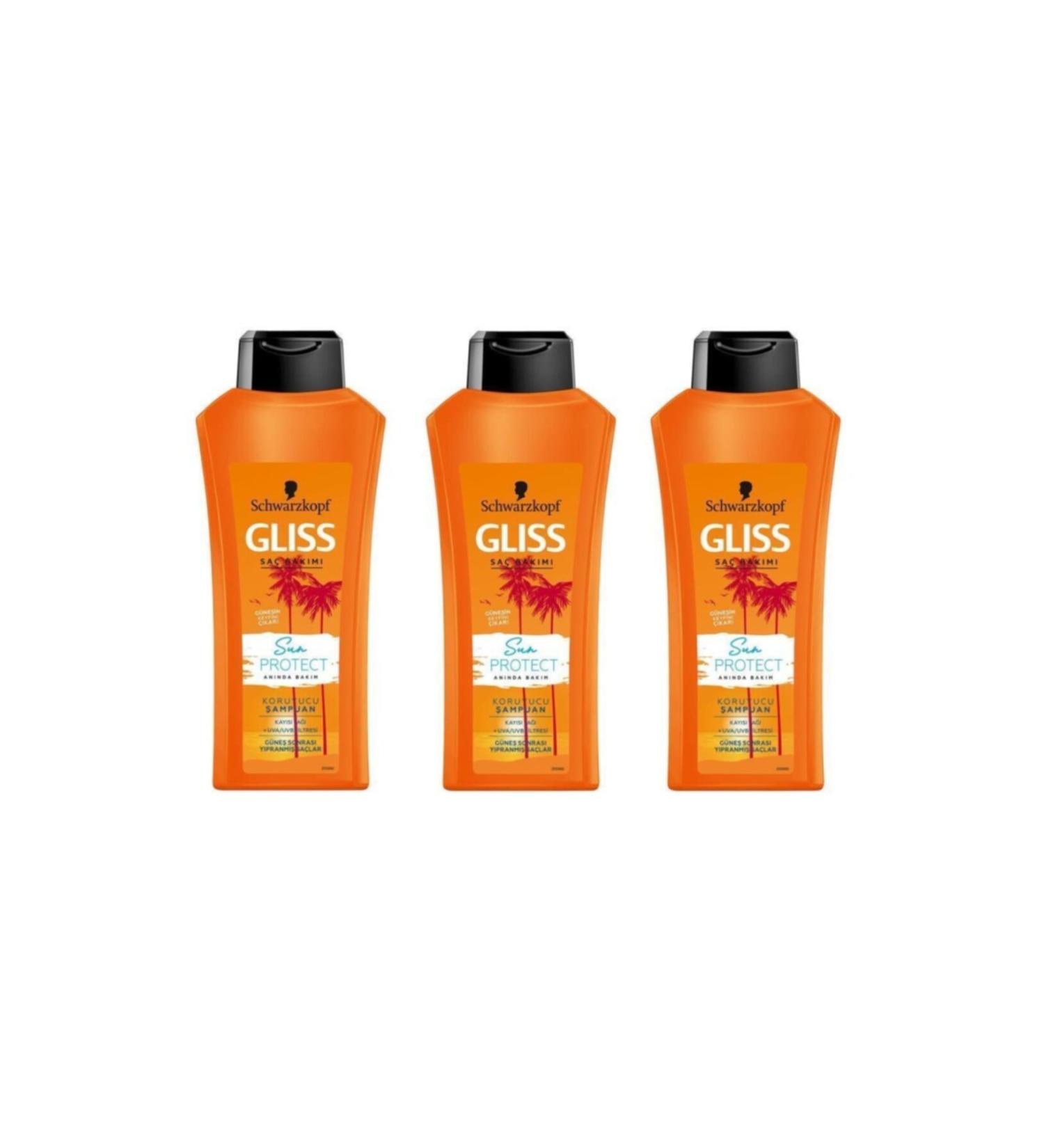 Gliss Shampoo 3 X 360ml Sun Protect