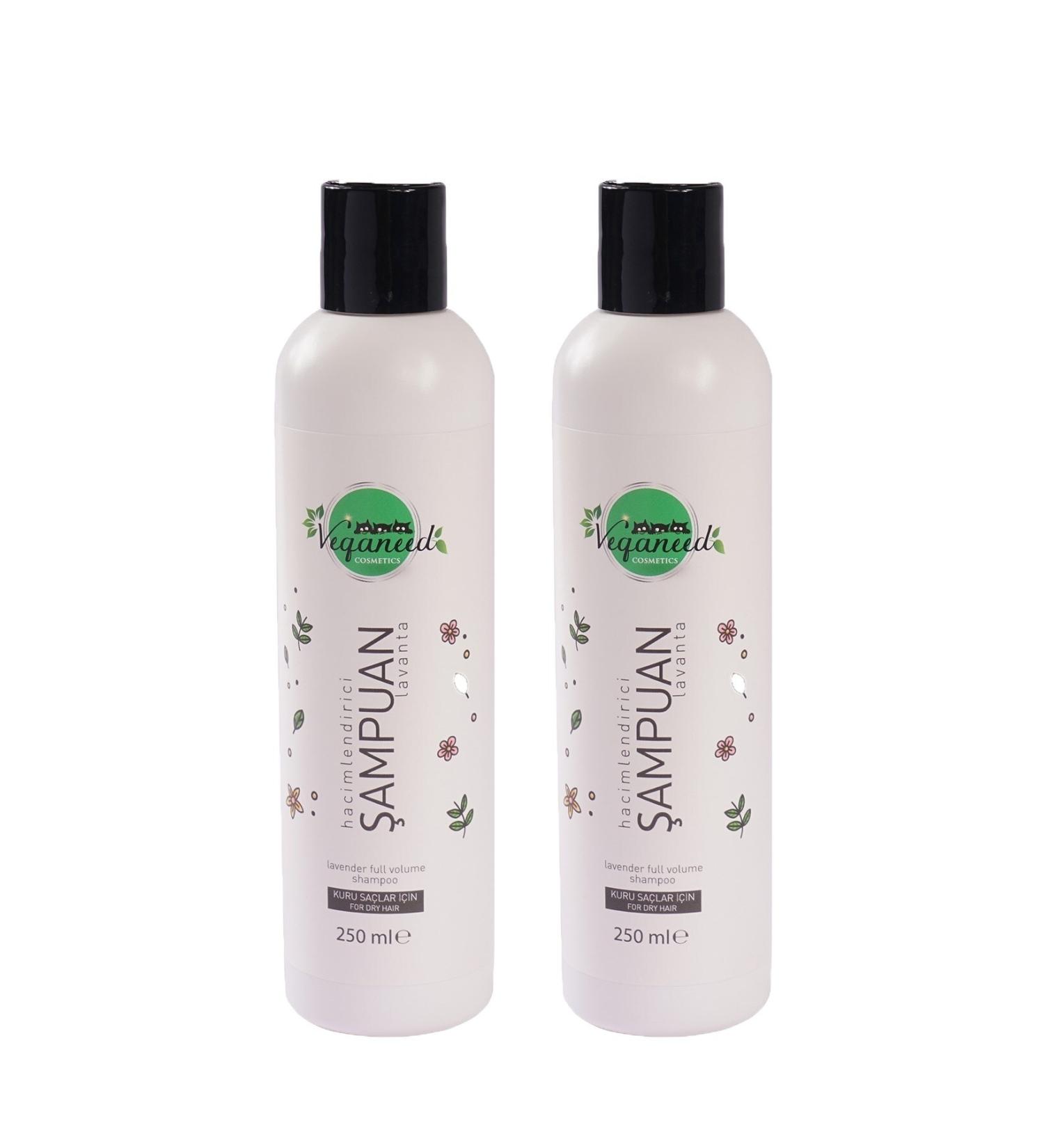 Veganeed Volumizing Vegan Shampoo Lavender Flavored For Dry Hair 2 X 250 Ml
