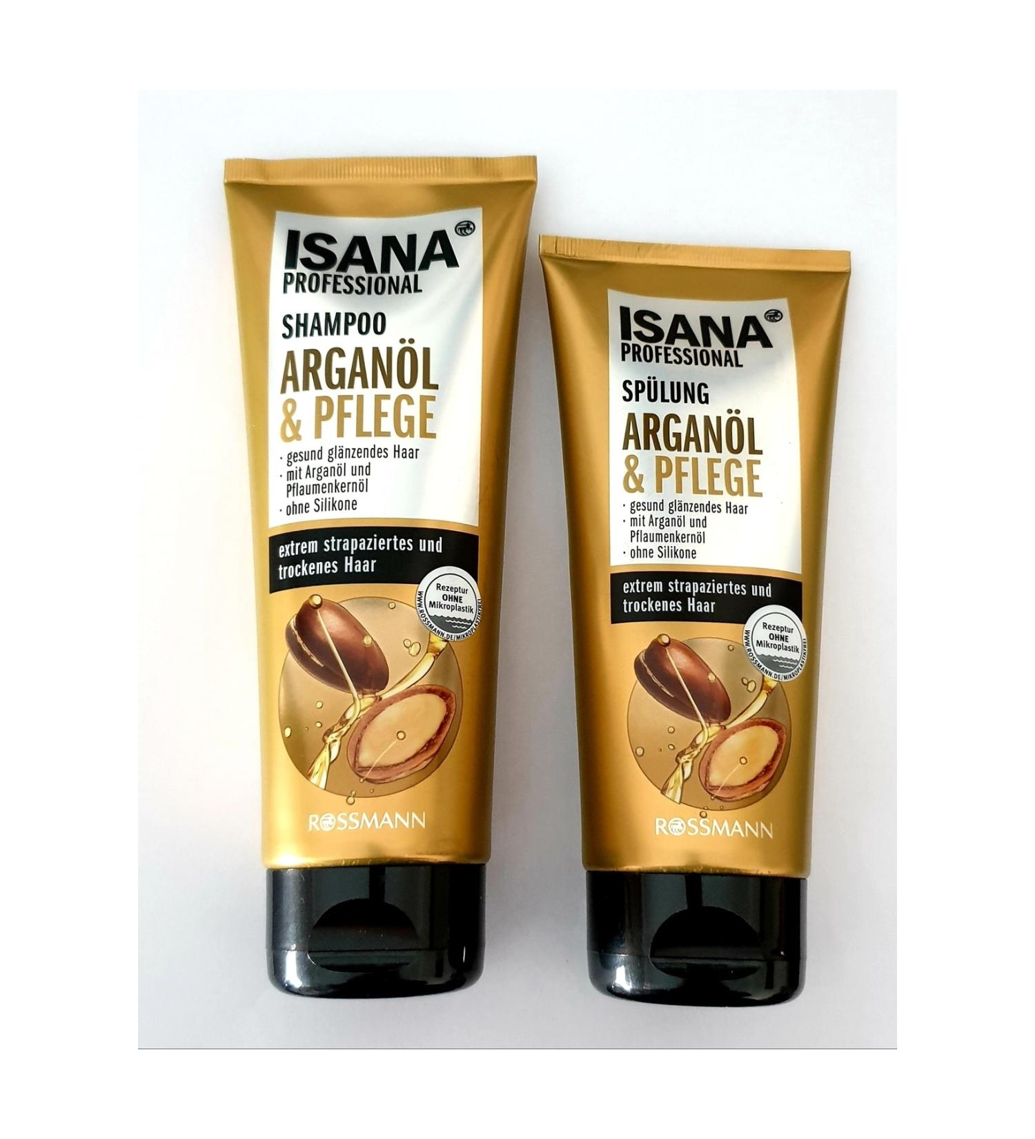 Isana Professional Shampoo Oil Care Argan + Conditioner Damaged and Dry Hair Containing Argan Oil