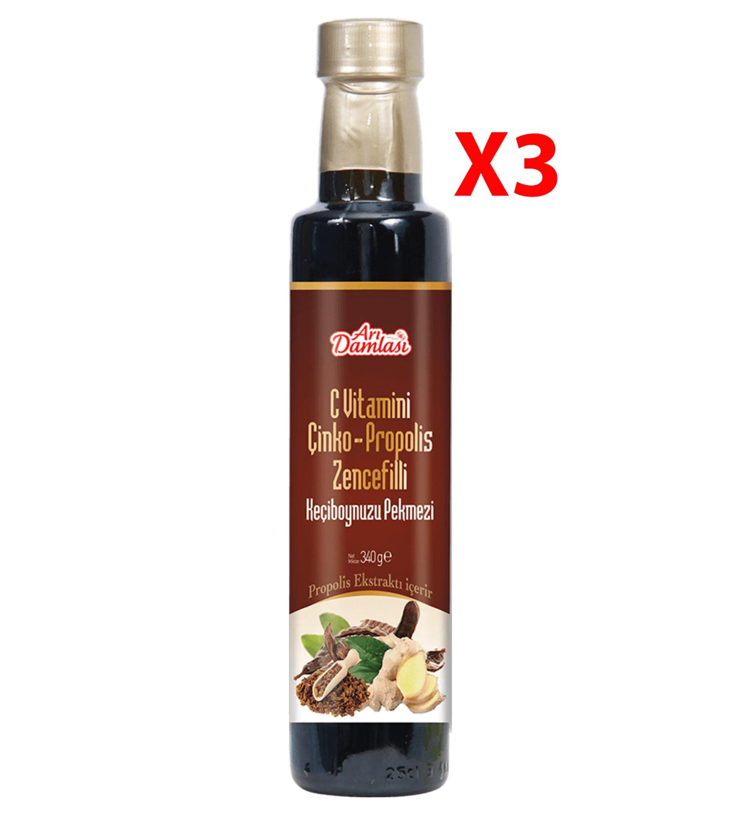 Bee Drops Vitamin C Zinc Propolis Ginger Carob Molasses 340 gr 3 Pieces