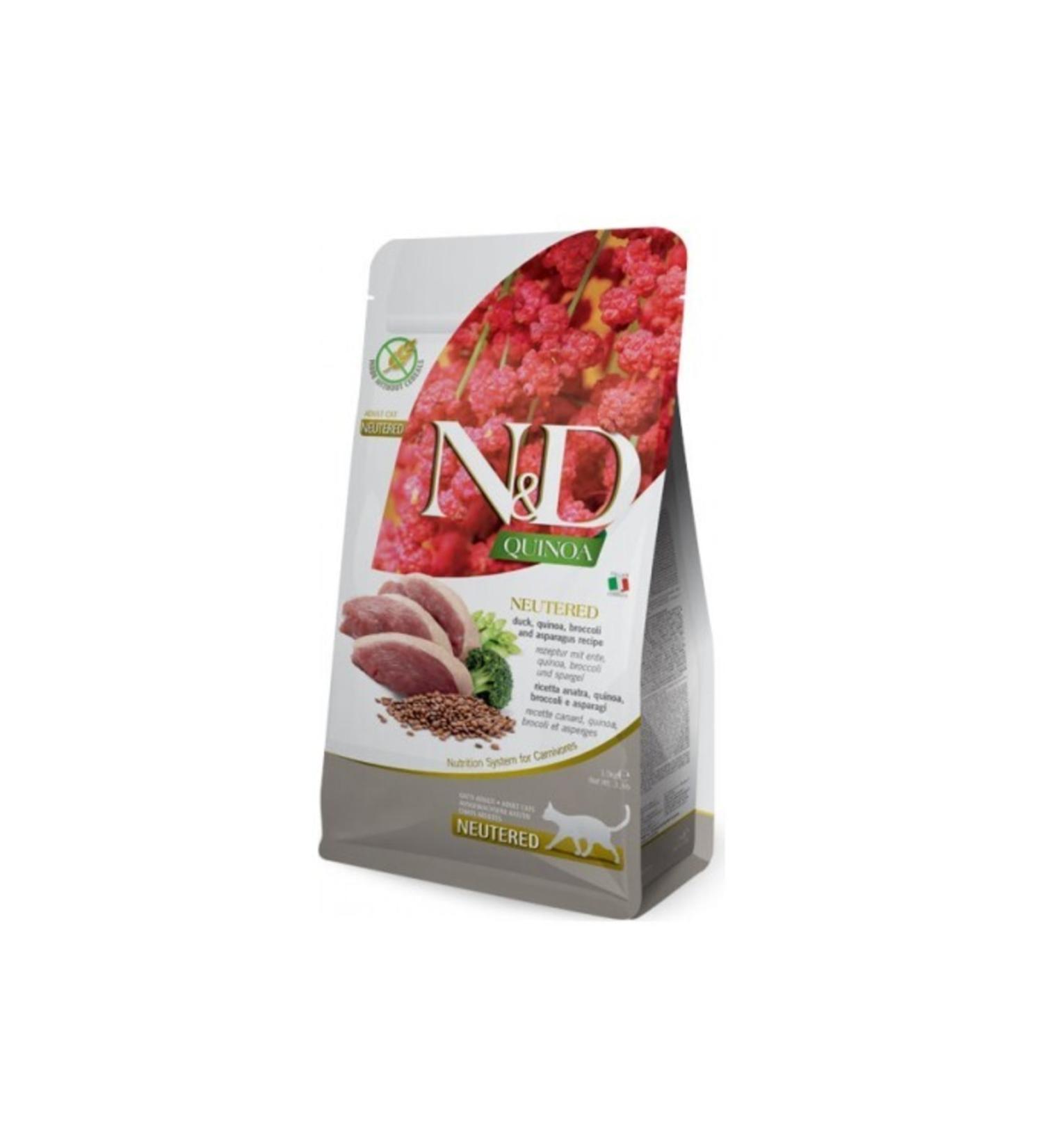 N & D Quinoa Duck Broccoli & Asparagus Neutered Cat 1.5kg.