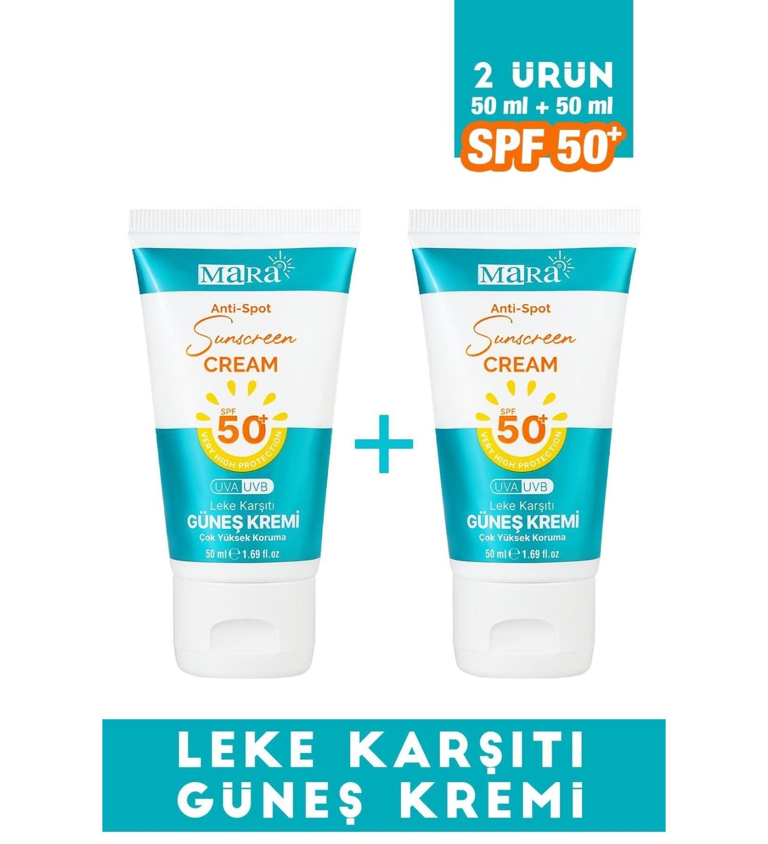 Mara Spf 50+ Anti-Spot Face Sunscreen For All Skin Types 50 ml 2 Pieces - Buy Online on GoSupps.com
