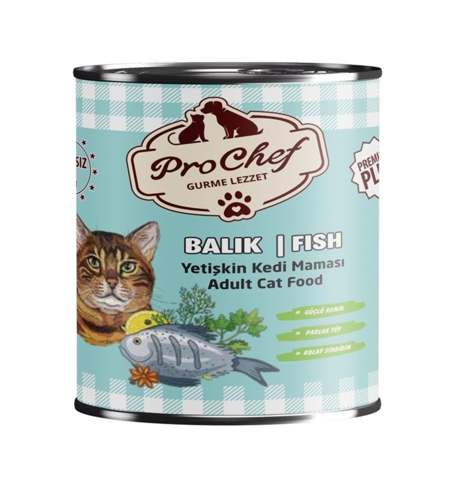 Prochef 12 Pieces Premium Plus Adult Cat Food | 415 Gr Fish Meat Canned Wet Food