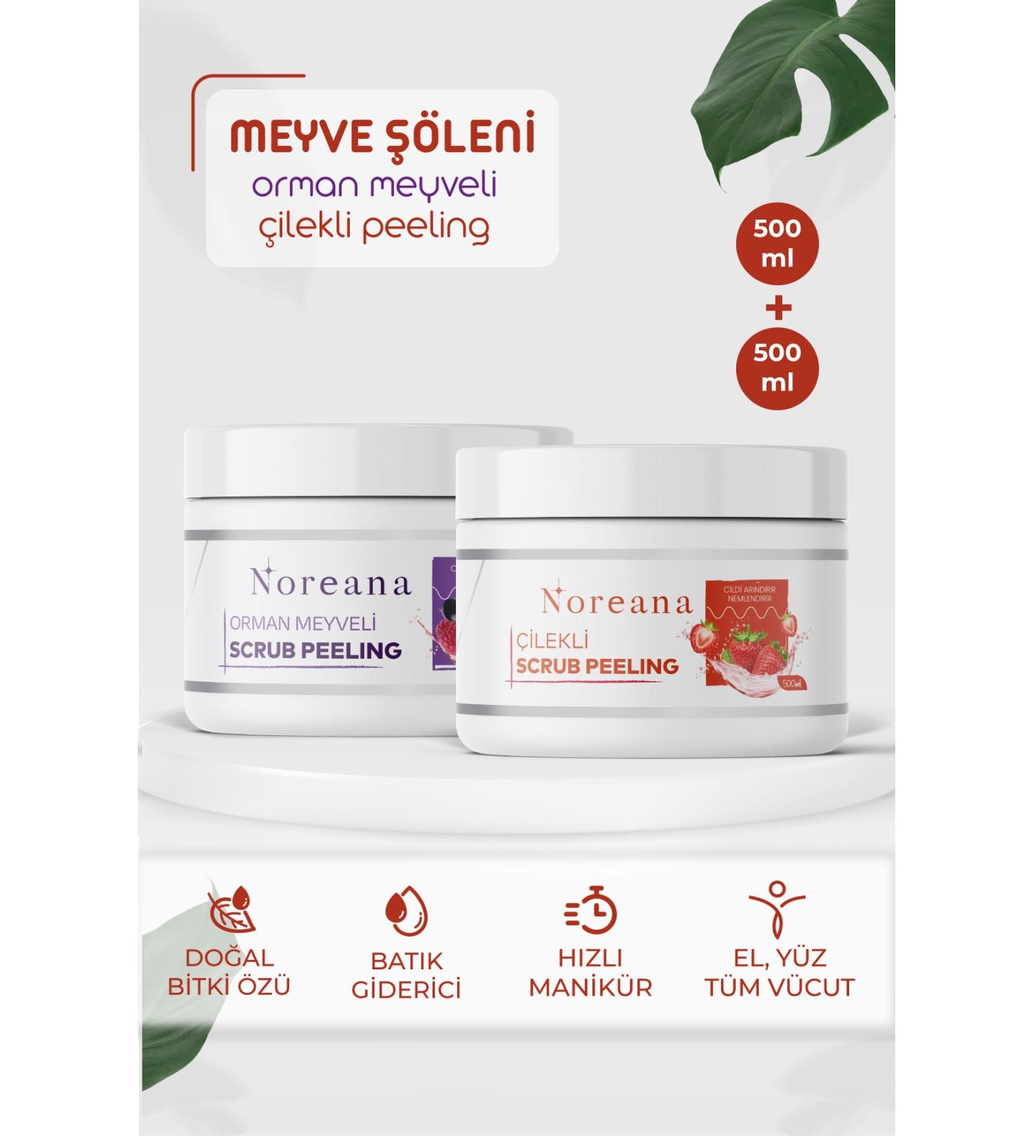 Noreana 2-Piece Fruit Feast Peeling Pack Strawberry & Forest Fruit Scrub Whole Body Peeling 500ml
