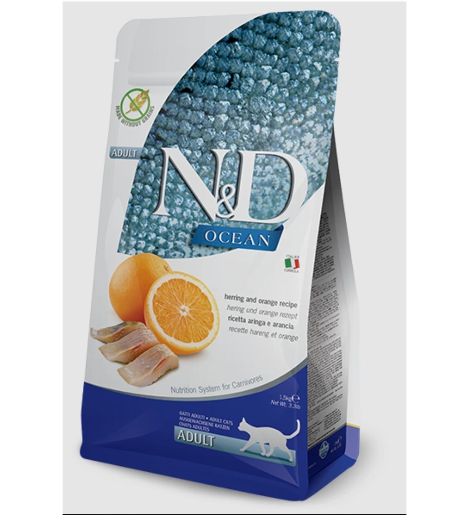 N & D Ocean Herring Orange Adult Cat Food 1.5 Kg