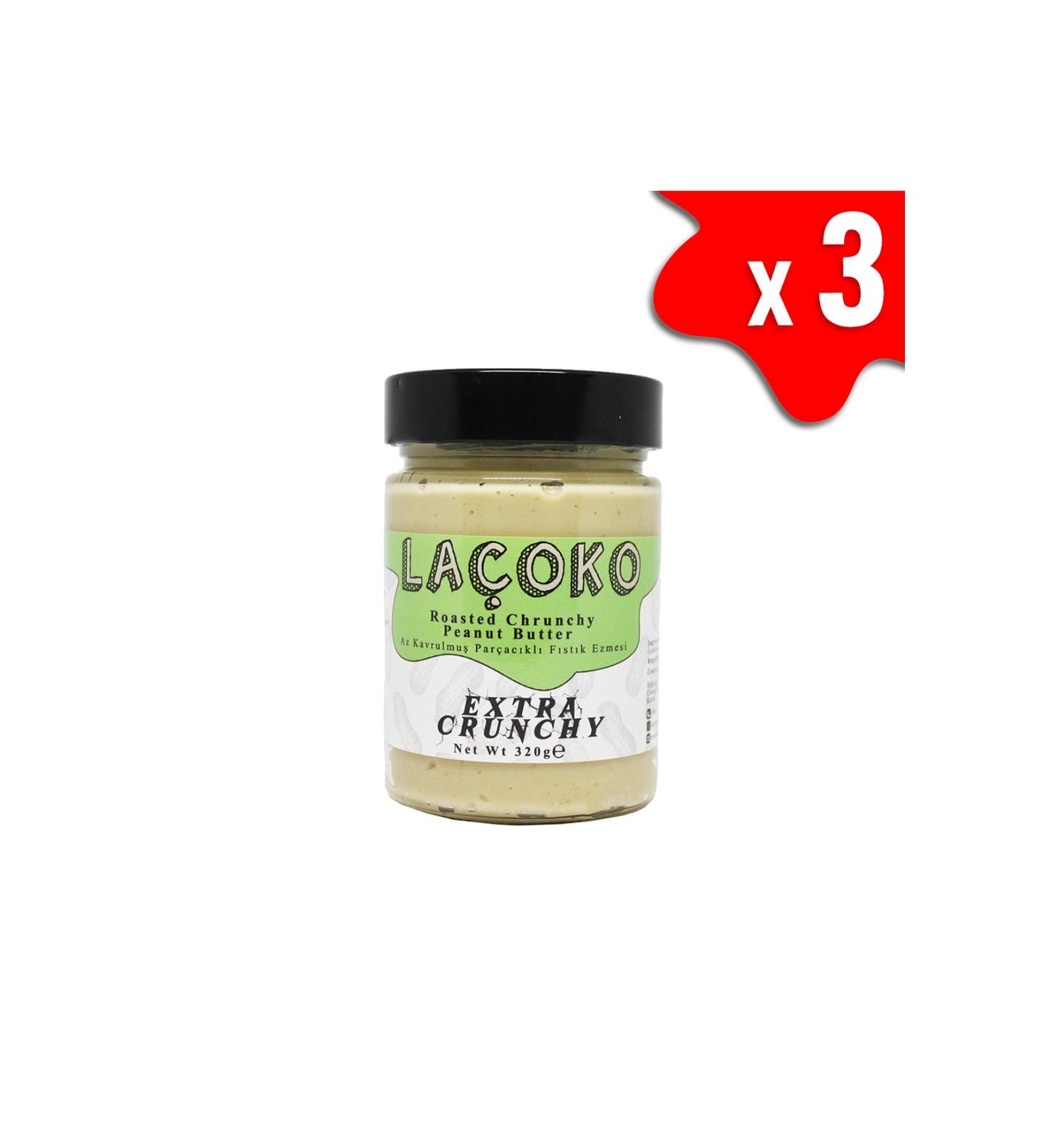 LA OKO 960 Grams Sugar-Free Additive-Free Gluten-Free Vegan Lightly Roasted (Raw) Peanut Butter with Chips