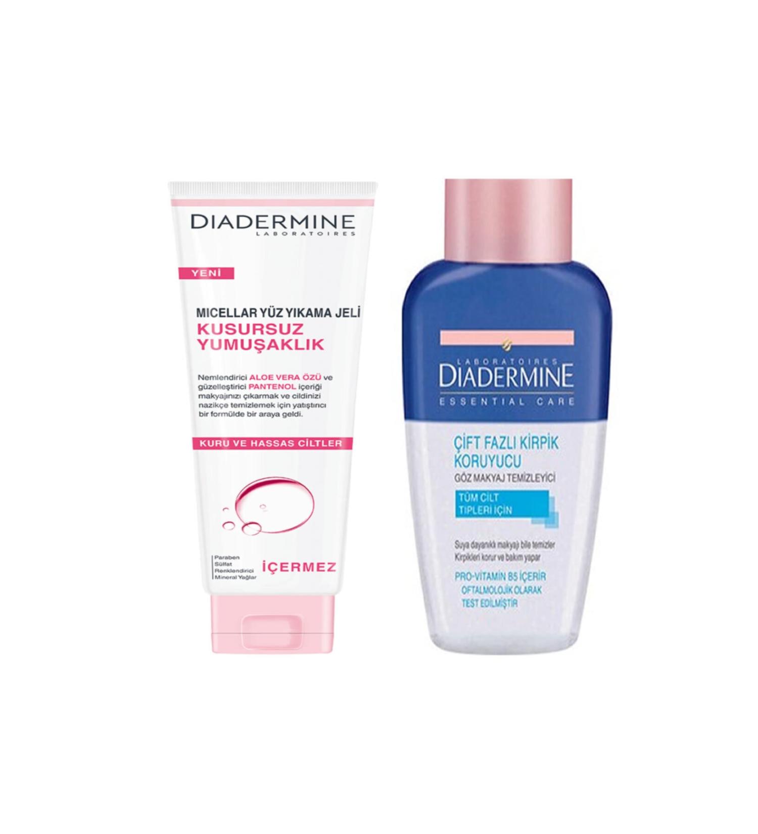 Diadermine Micellar Face Wash Gel Perfect Softness 150ml + Eye Make-up Remover Water 125ml