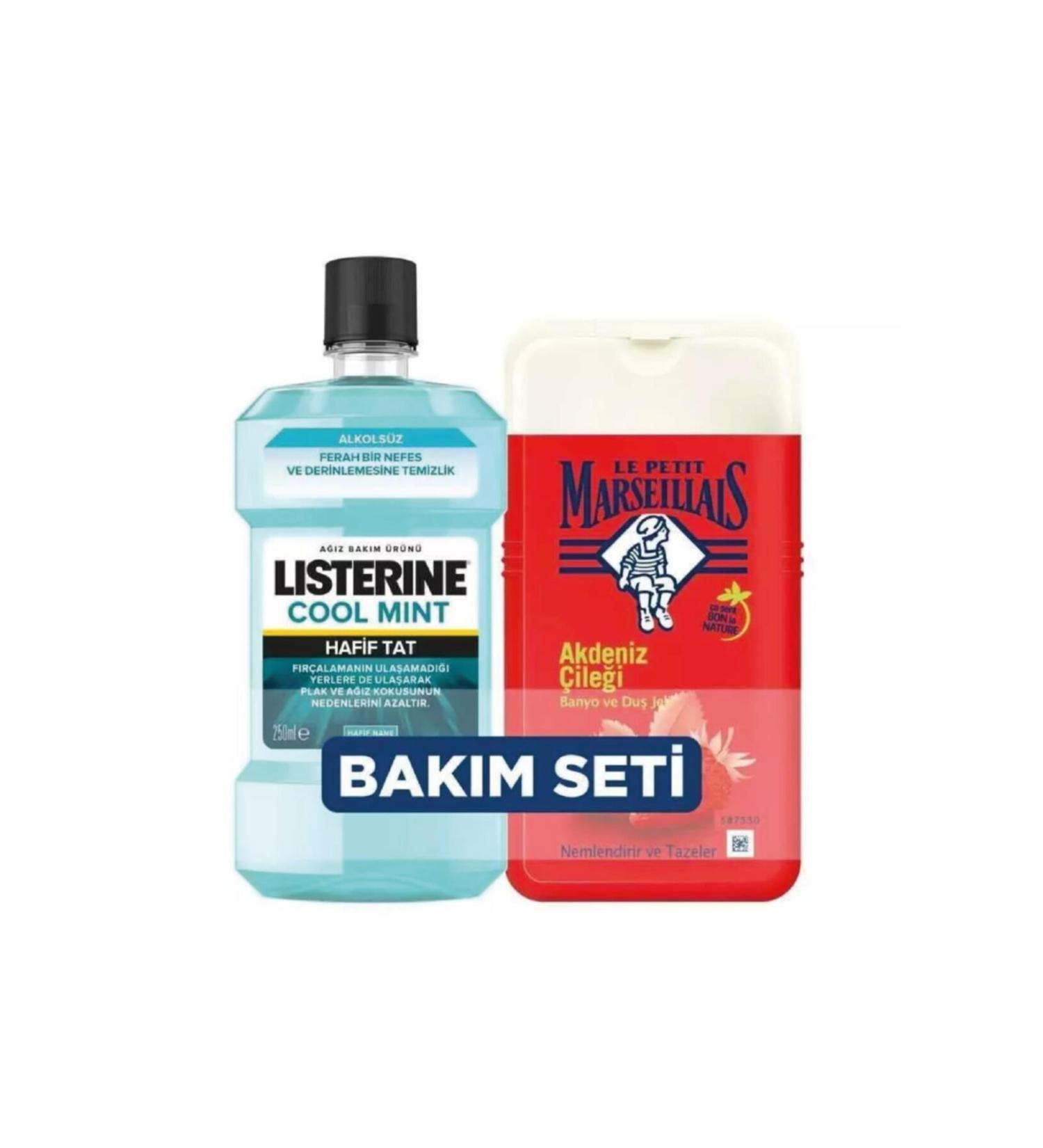 Le Petit Marseillais Shower Gel Mediterranean Strawberry 250 Ml + Listerine Mouthwash Cool Mint 250 Ml
