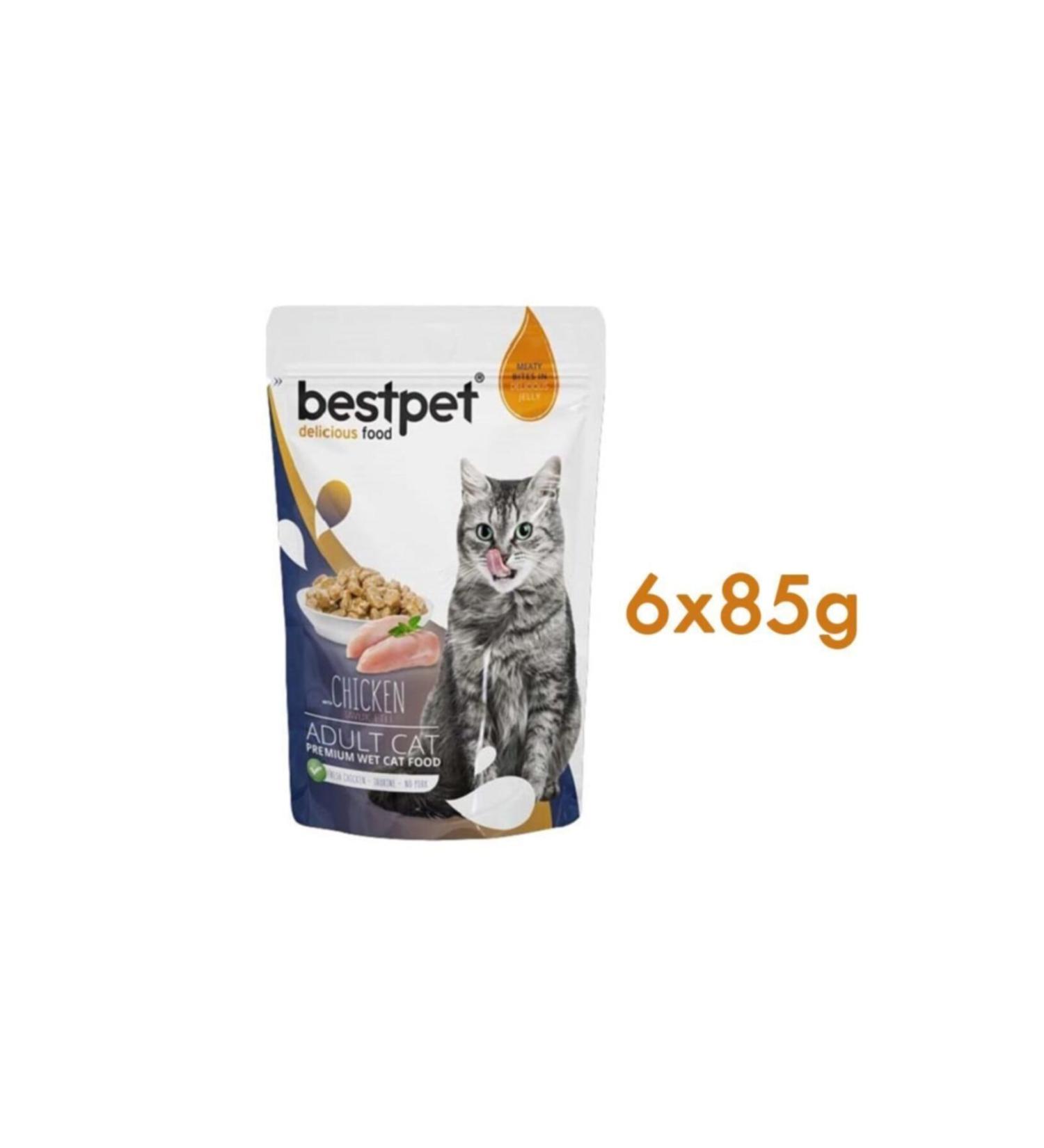 Bestpet Chicken Jelly Piece Meat Cat Canned Food 6x85 gr