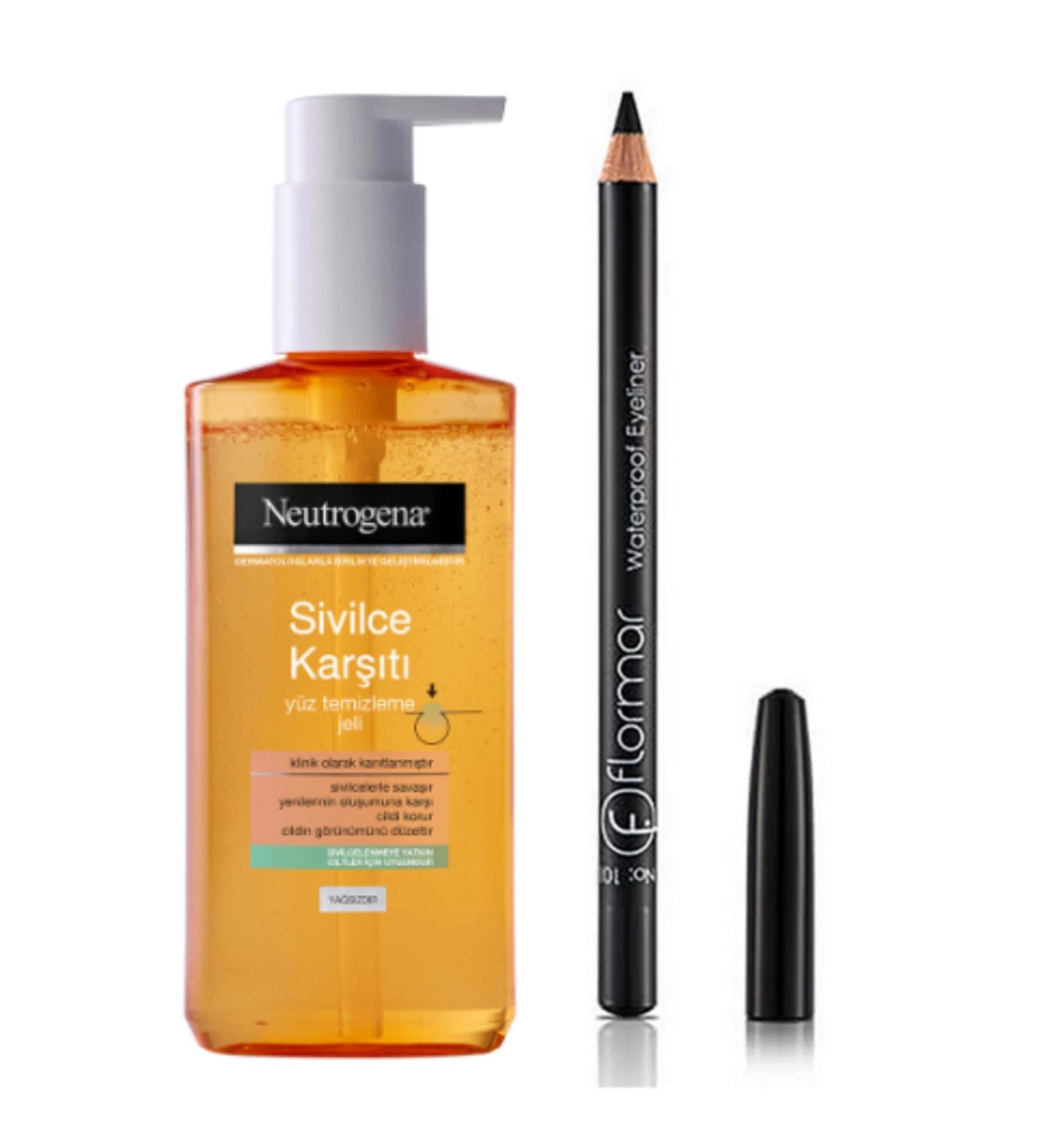 Neutrogena Anti-Acne Face Wash Gel and Flormar Eye Pencil Black Eyeliner