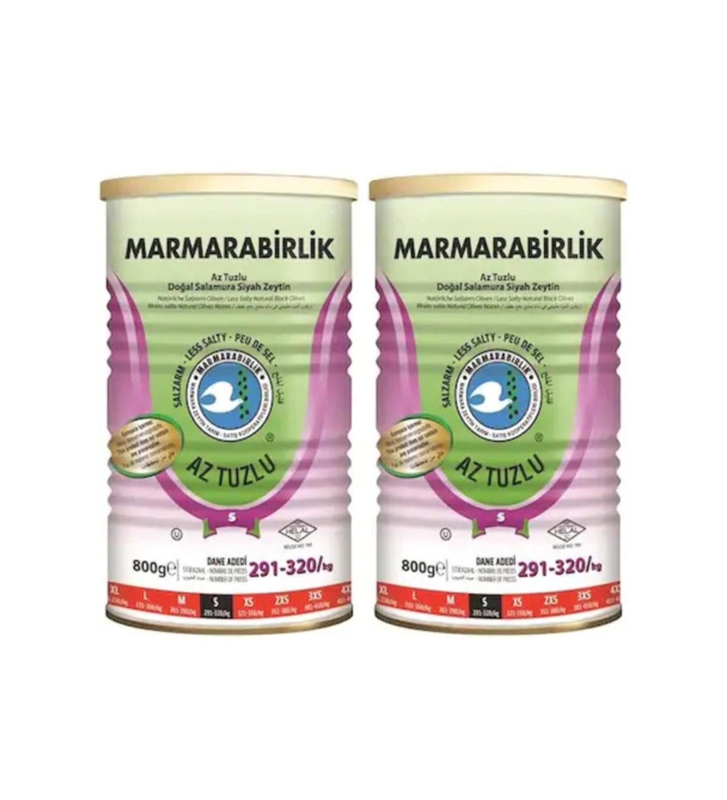 Marmarabirlik Natural Black Olives in Brine with Salt 800 Gr 2 Pieces