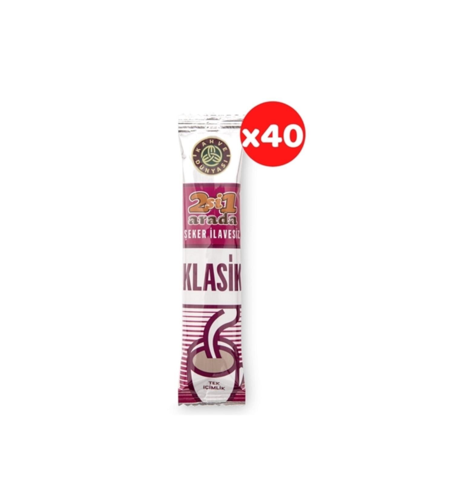 Coffee World 2 in 1 Classic Coffee (Pack of 40) 40 Packs of 12 Gr 2 in 1 Coffee