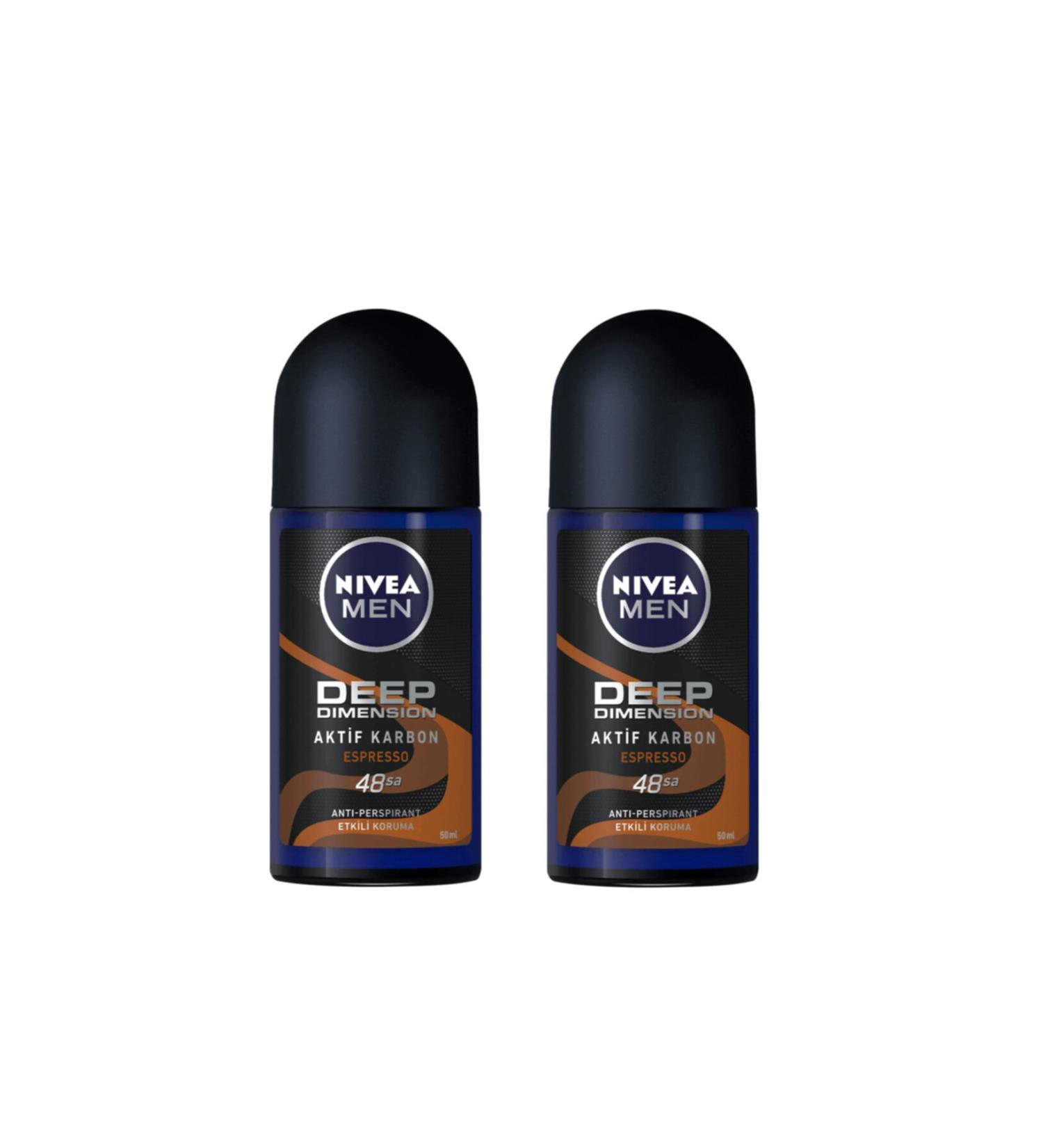 NIVEA Men Deep Dimension Active Carbon Espresso Men Roll On 2 X 50 ml