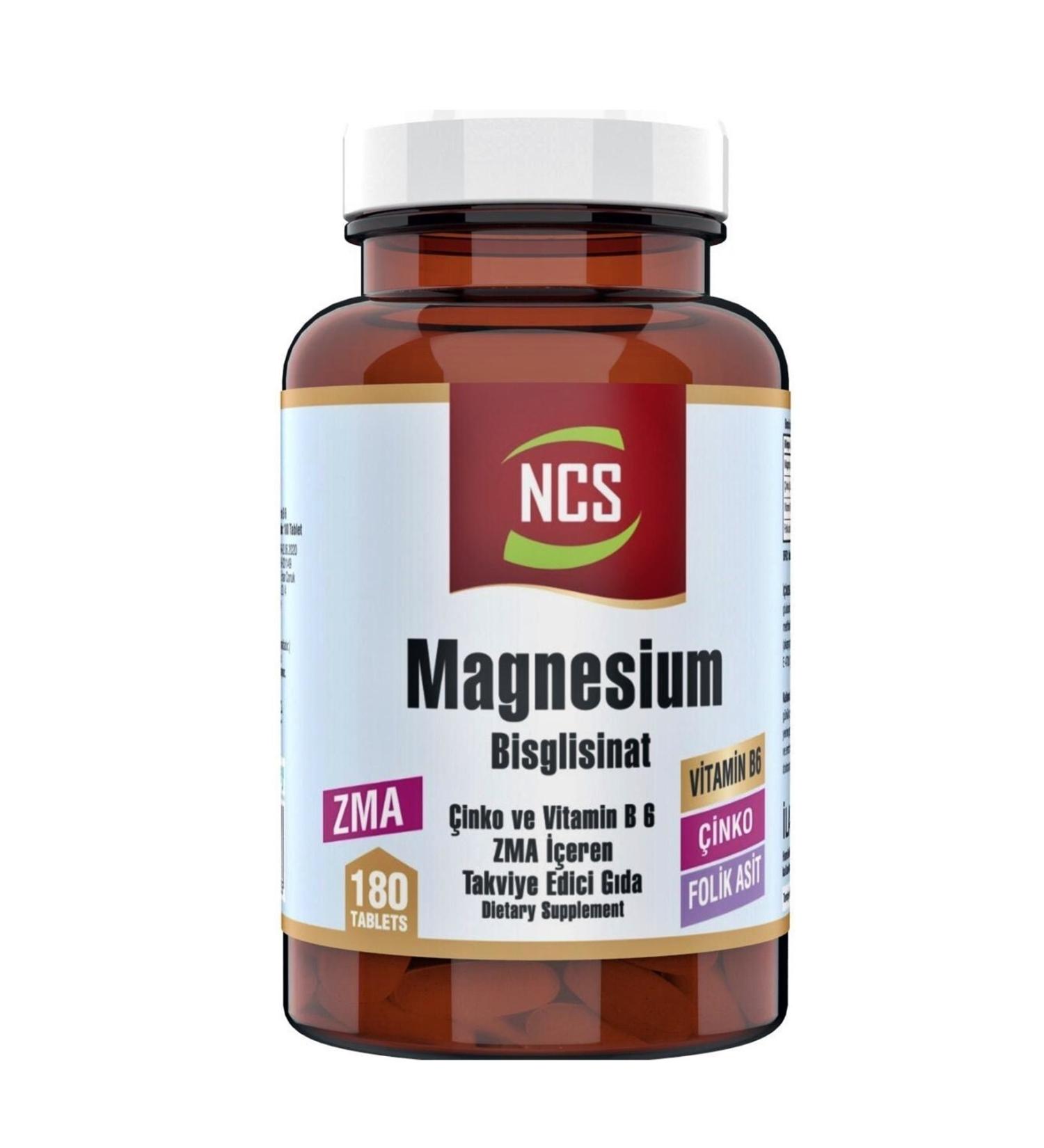 Ncs Zma 180 Tablets Zinc Folic Acid Vitamin B 6 Magnesium Bisglycinate