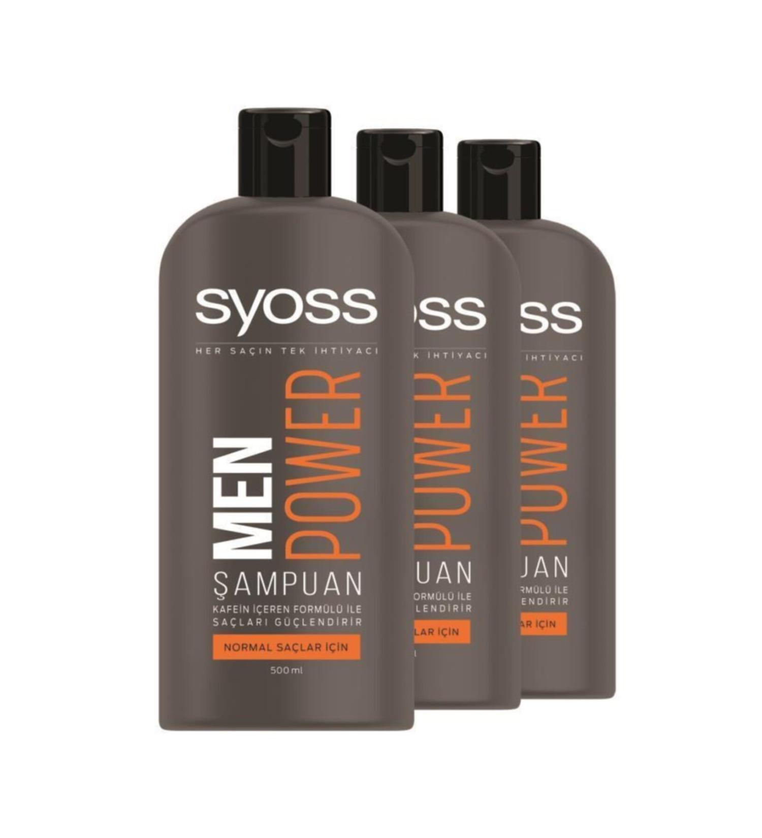 Syoss Men Power Shampoo 500 ml X3 Pieces