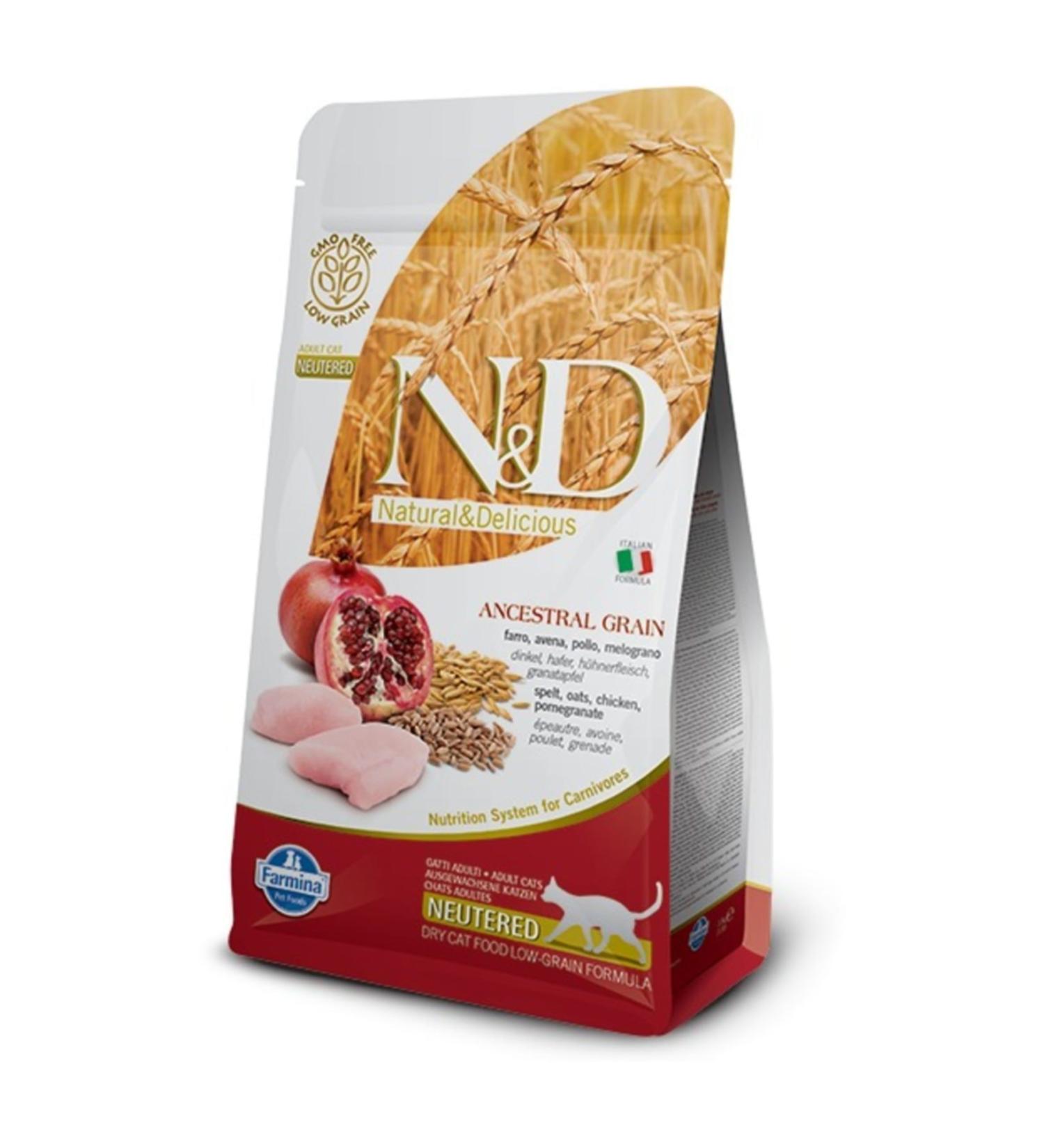 N & D N&amp D Low Grain Chicken Pomegranate Sterilized Cat Food 5 Kg