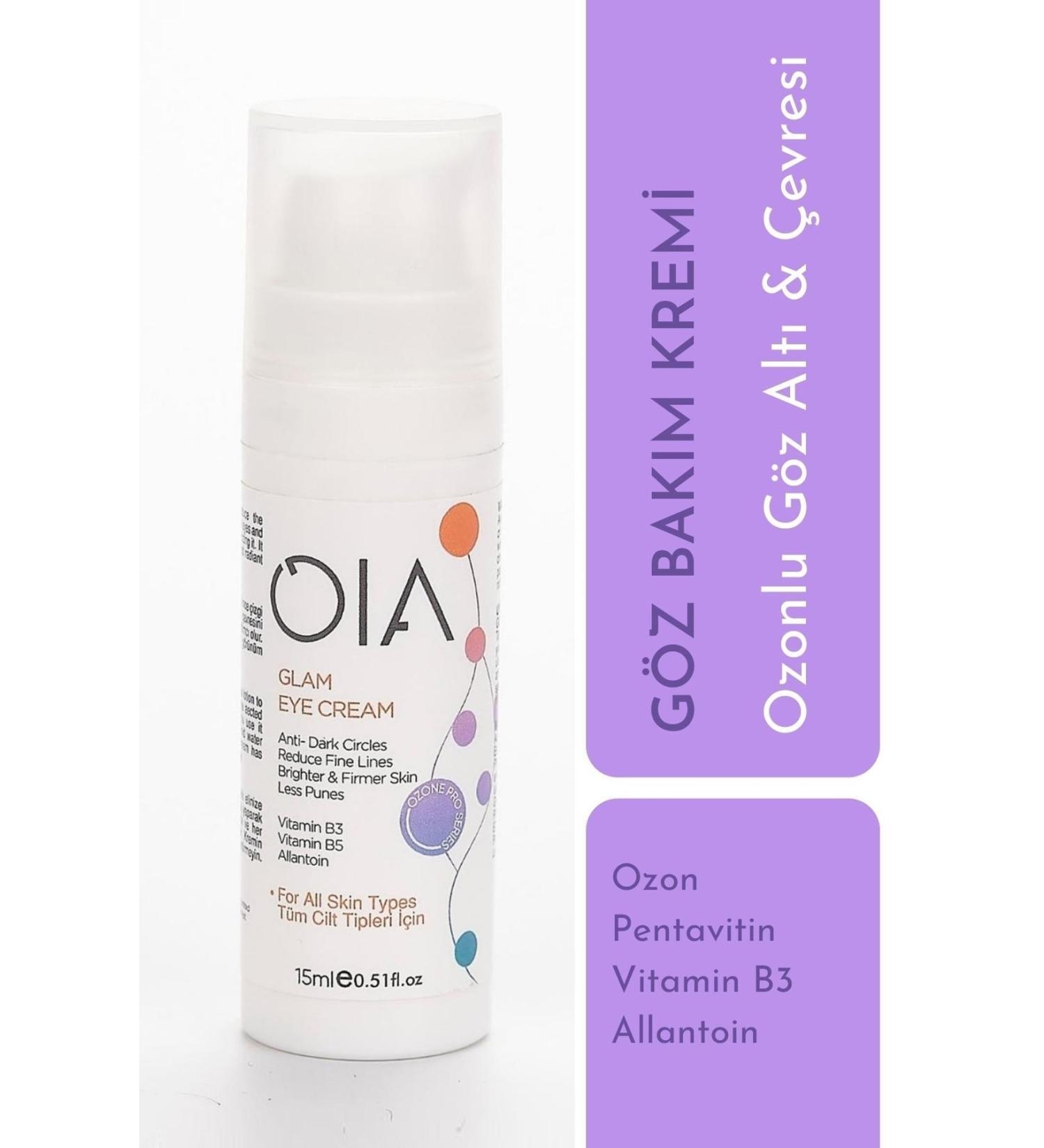 OIA Ozonized Glam Eye Cream 15 ml | Ozonated Eye and Surrounding Care Cream | Anti-Aging B5 Vitamin