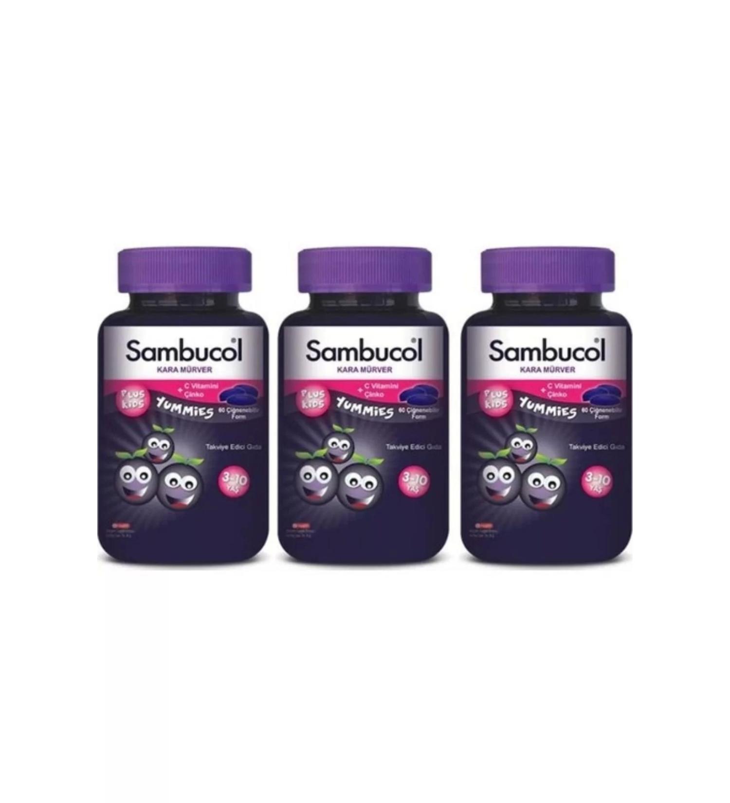 Sambucol Plus Kids Yummies Black Elderberry 60 Pieces 3 Pack
