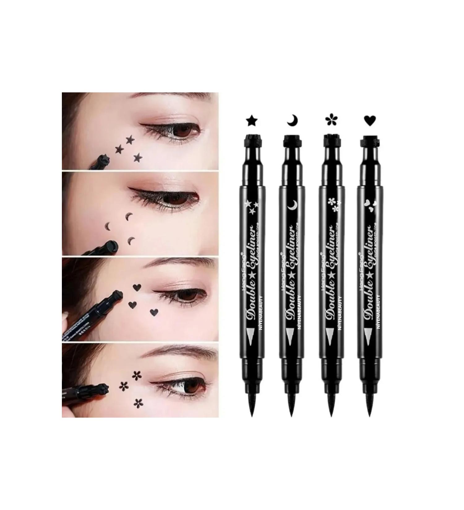 N YENABEAUTY 4-Piece Double-Sided Star Heart Moon Flower Patterned Pencil Eyeliner Set