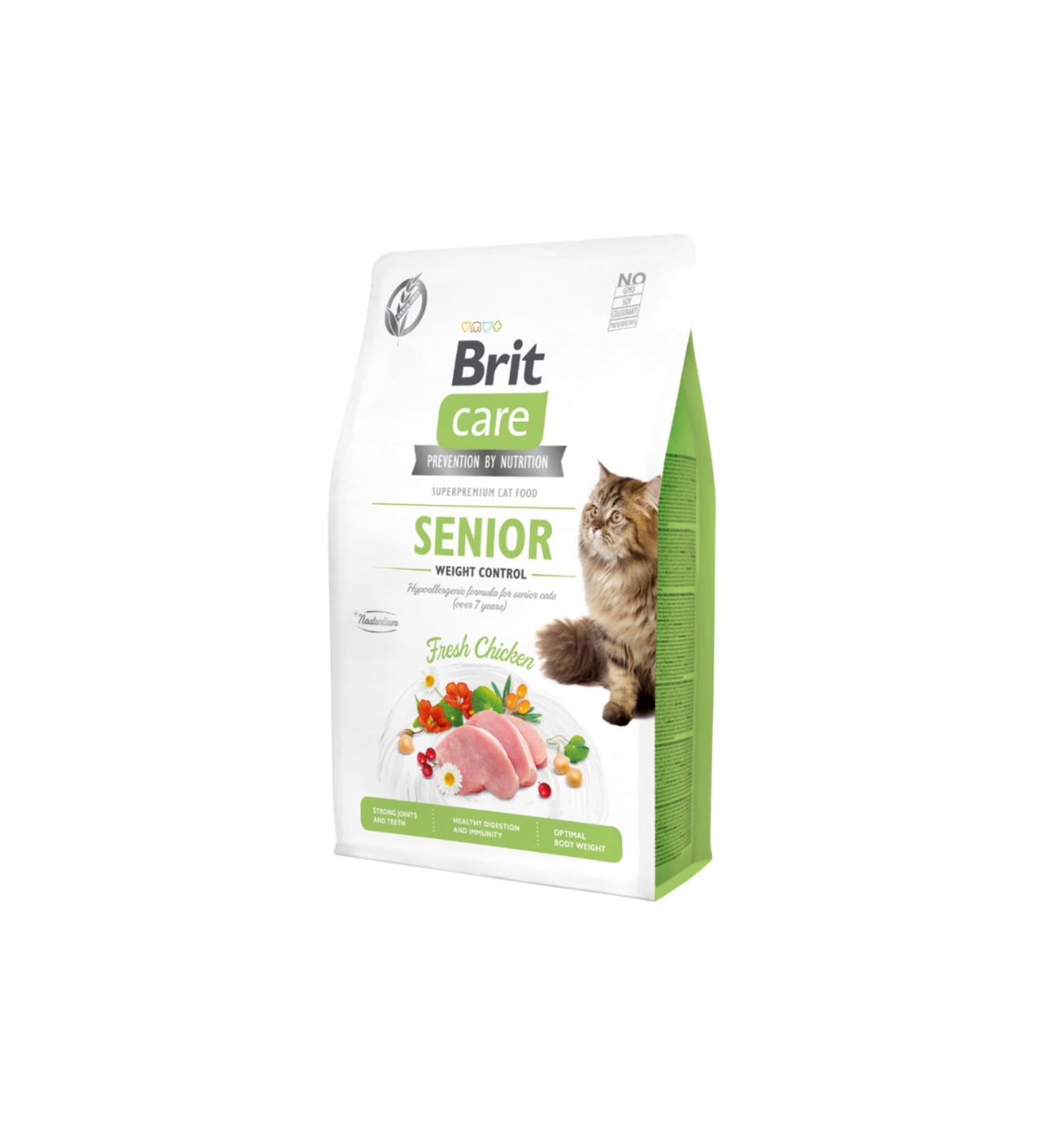 Brit Care Senior Hypo Allergenic Grain-Free Chicken Cat Food for Weight Control 2 Kg