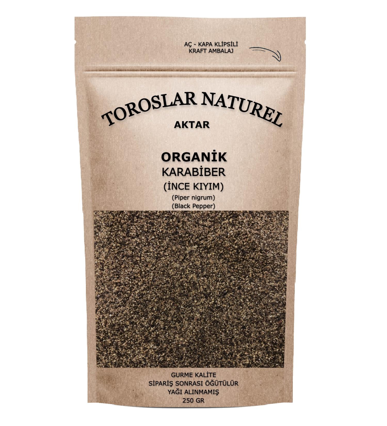 Toroslar Naturel Aktar Organic Black Pepper Powder Finely Chopped Grinded After Order Gourmet Quality Oil-Free 250 gr