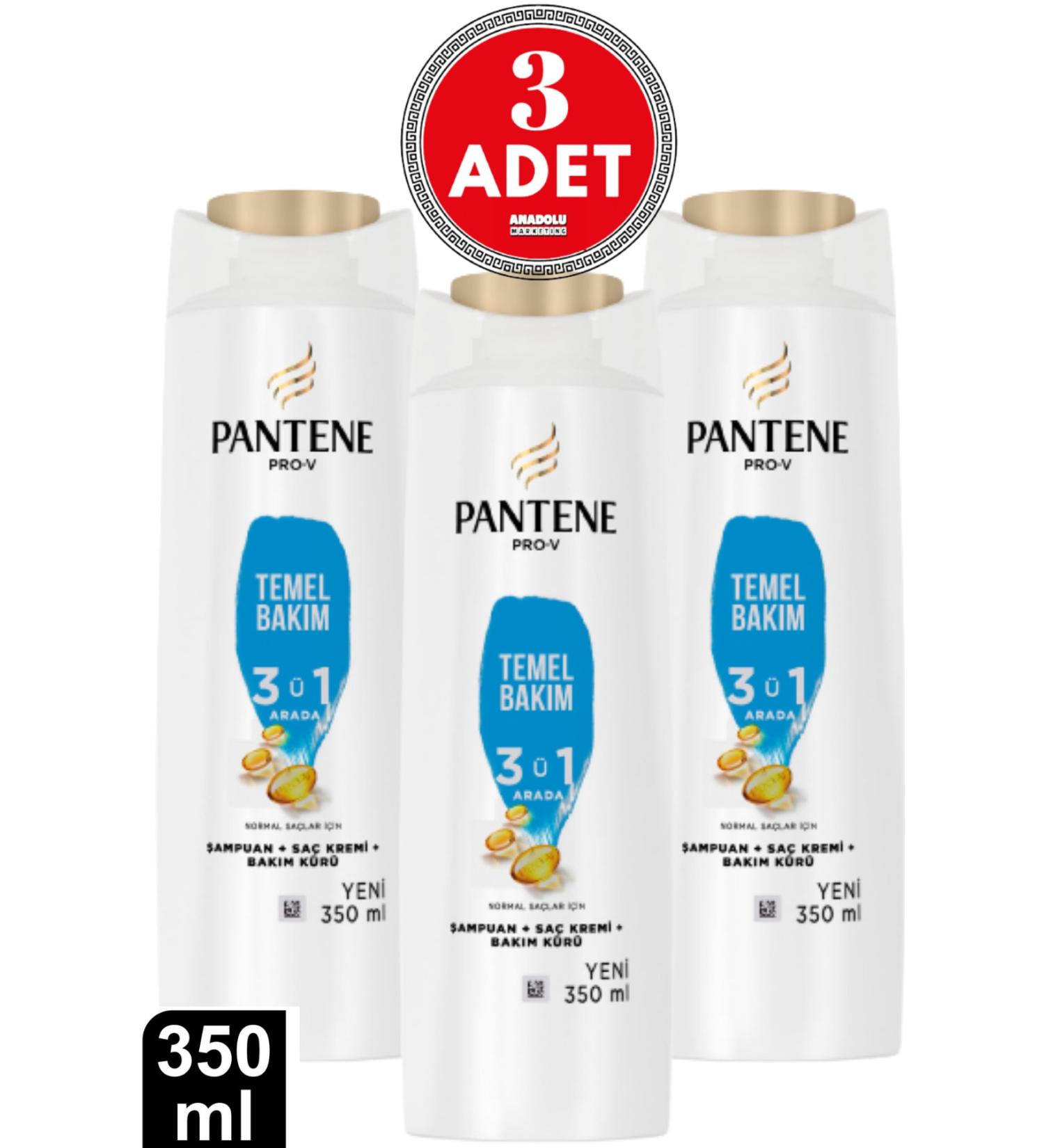 Pantene Basic Care 3 in 1 Shampoo 350 Ml 3 Pieces