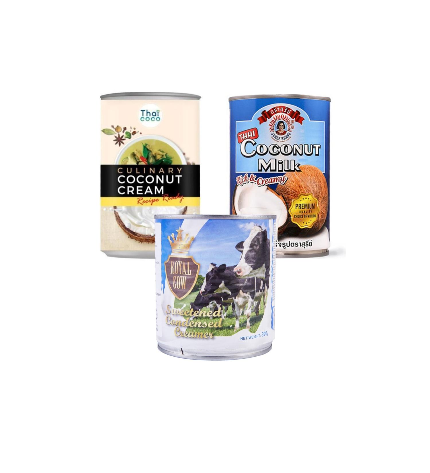 Royal Cow Thai Coco Coconut Cream + Milk Cream + Suree Coconut Milk