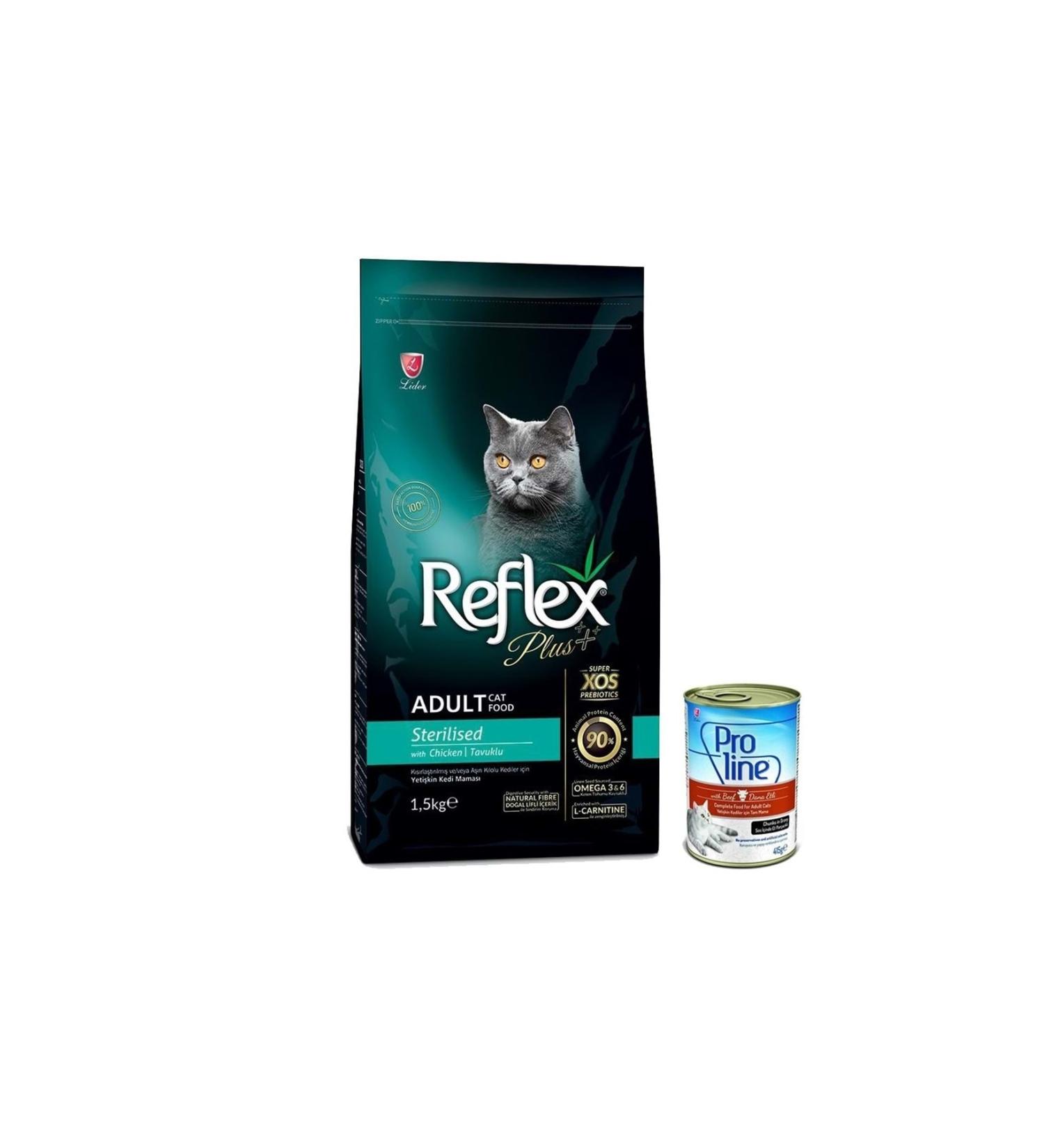 Reflex Plus Sterilized Cat Food 1.5 Kg + 1 Piece Canned Cat Food