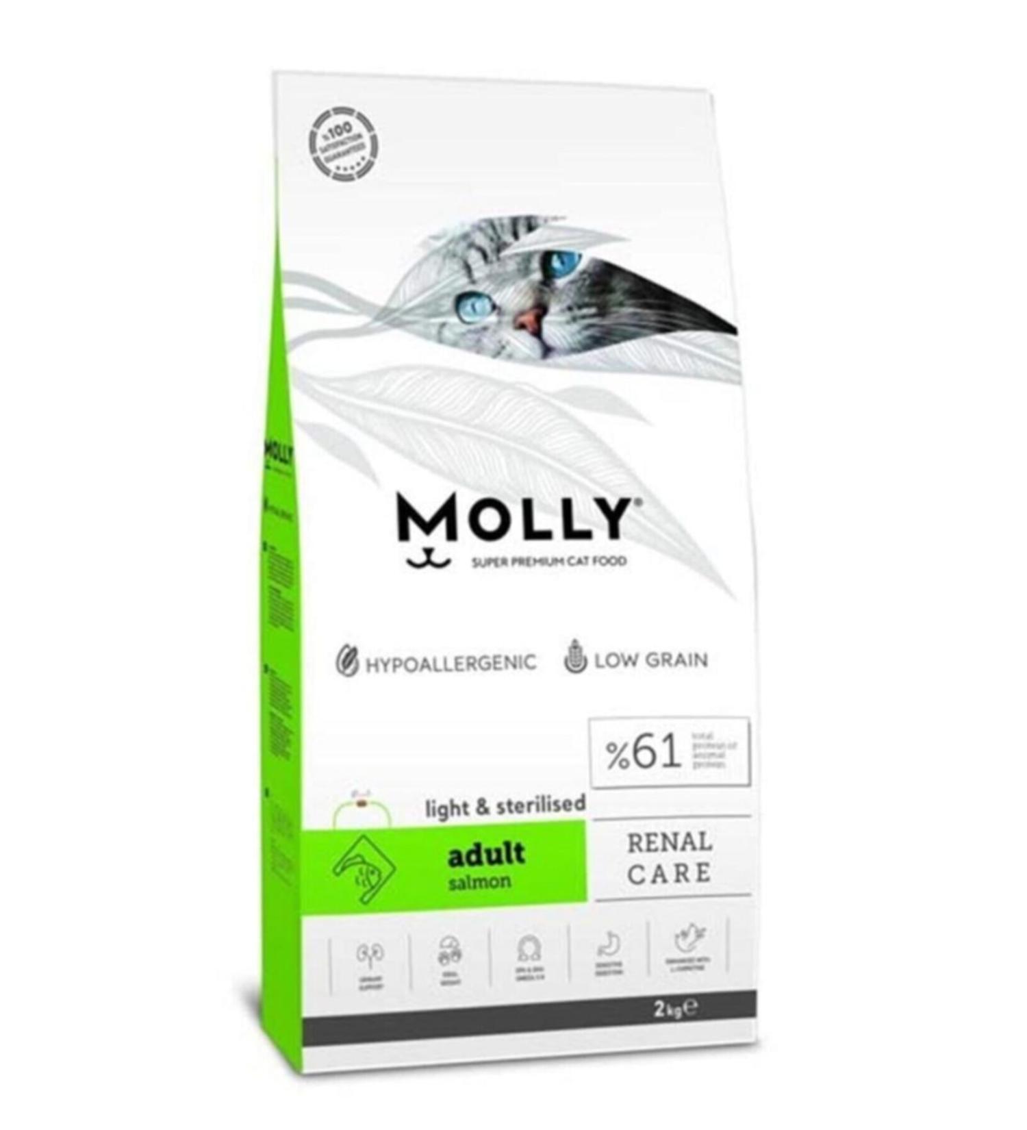 Molly Renal Care Light & Sterilized Salmon Cat Food 2 kg