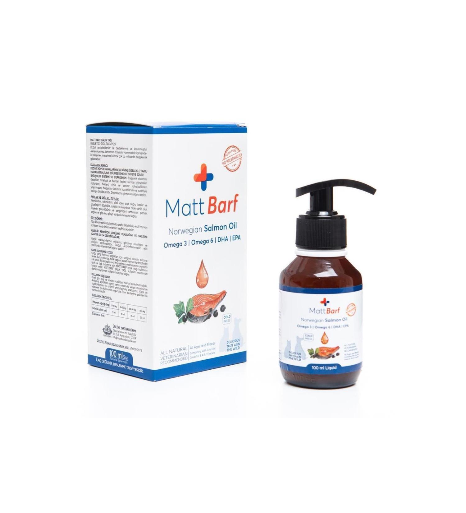 MATT BARF Salmon Oil Fish Oil for Cats and Dogs 100 ml