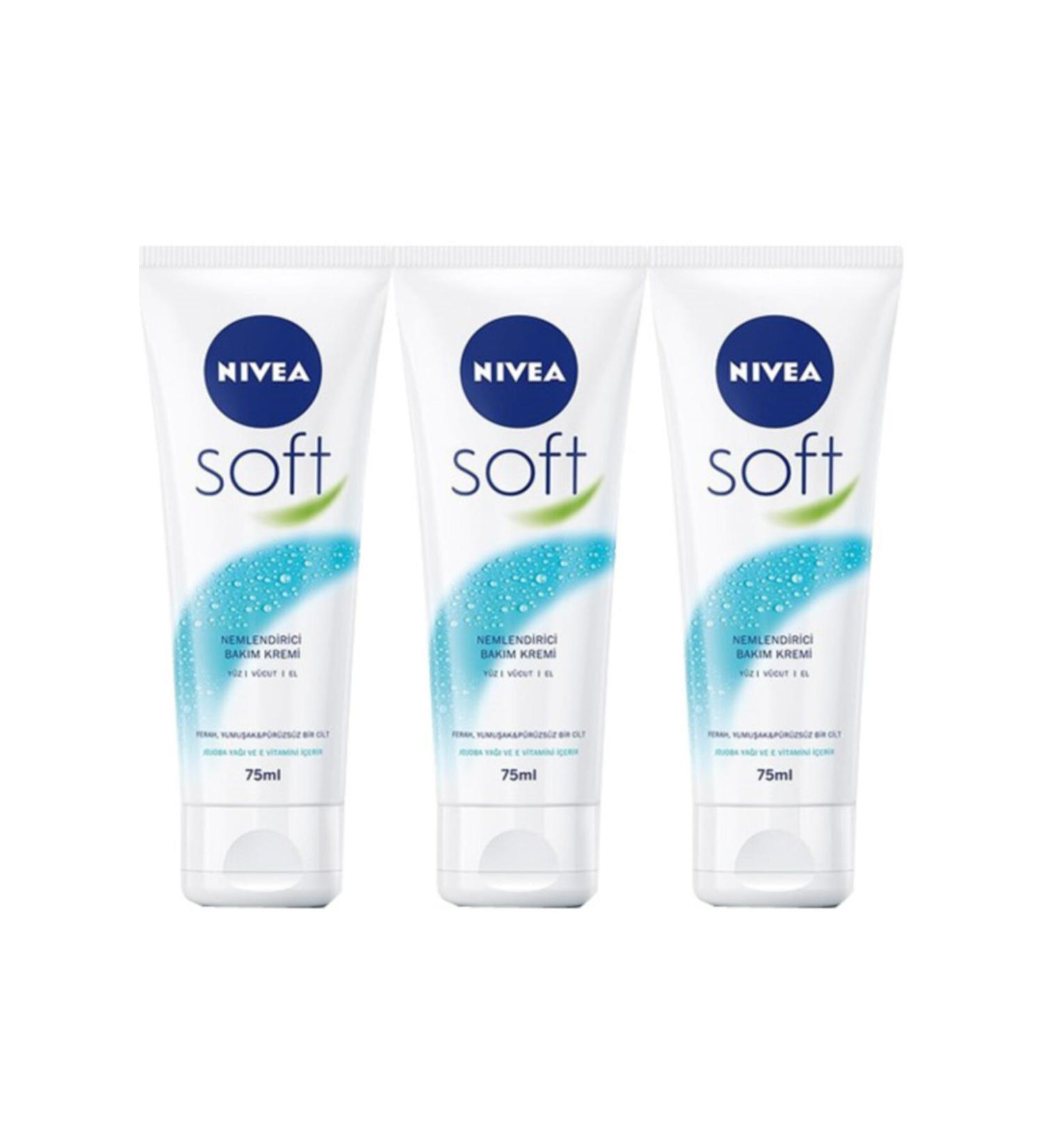NIVEA Soft Moisturizing Care Cream 75 ml X 3 Pieces