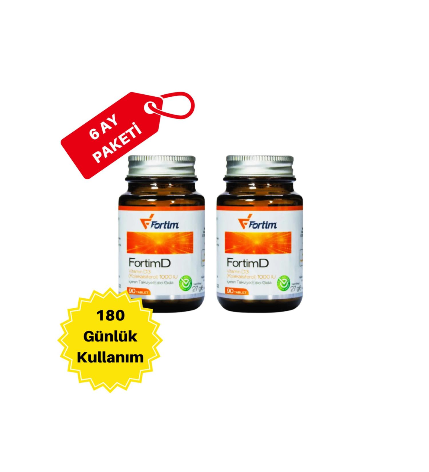 Fortim 2 Box Vitamin D 1000 Iu (90 + 90 180 Tablets) - Buy Online on GoSupps.com
