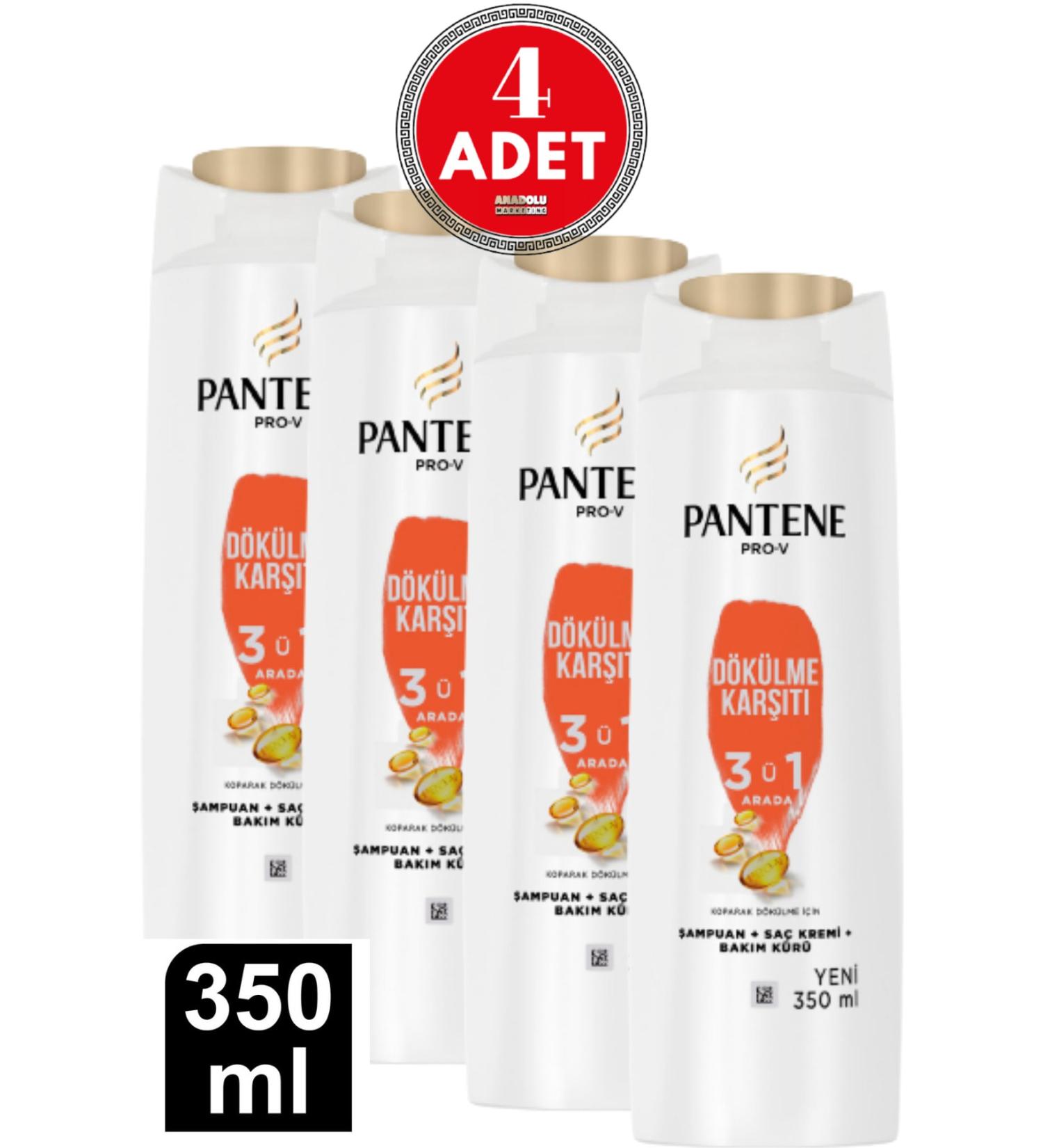 Pantene Anti-Hair Loss 3in1 Shampoo 350 ml 4 Pieces - Buy Online on GoSupps.com