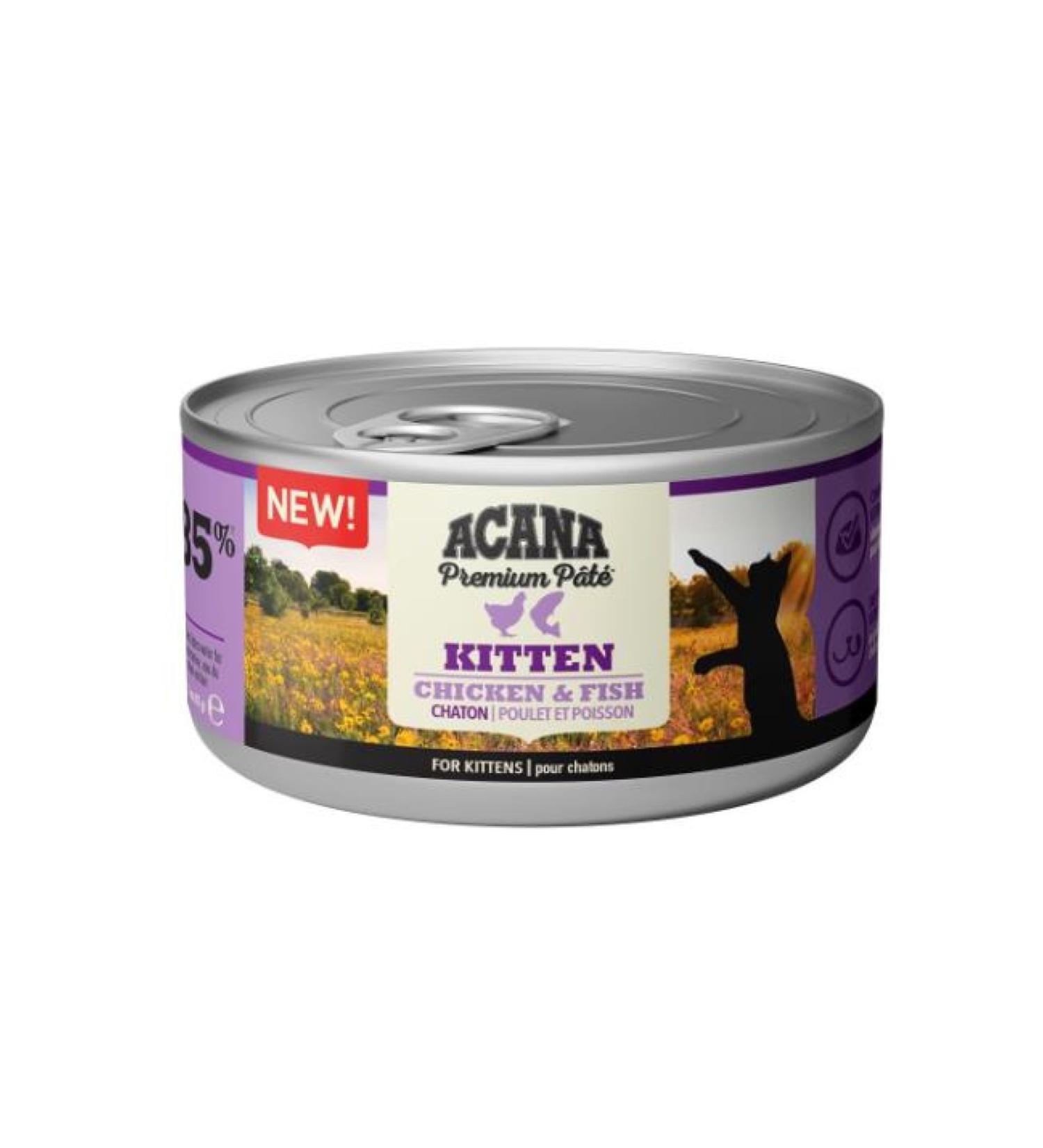 Acana Premium Pate (PASTE) Chicken and Fish Kitten Canned Food 85 Gr-ab