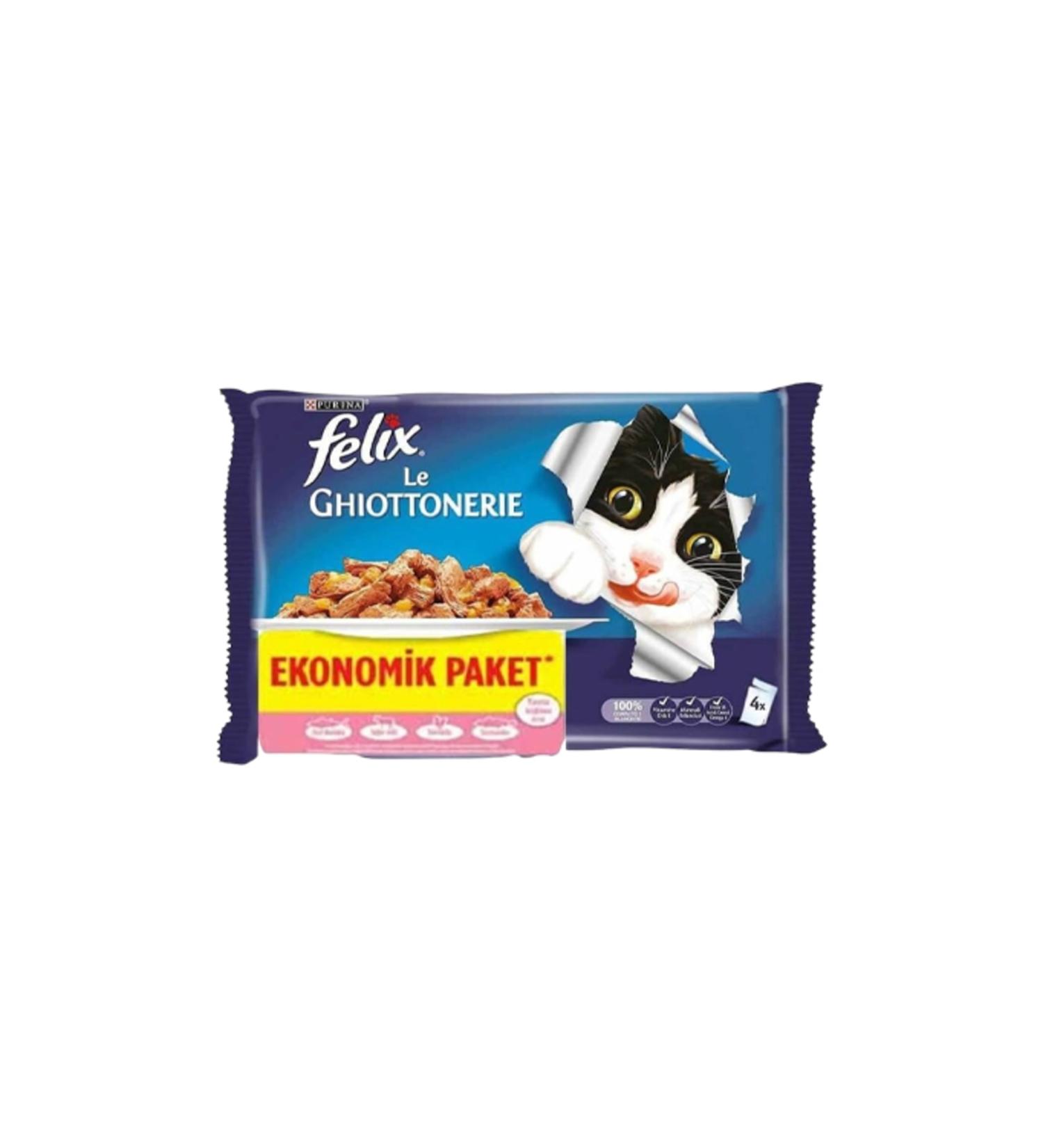 Purina Felix Multi Pouch Cat Food with Salmon and Tuna 4 X 85 Gr
