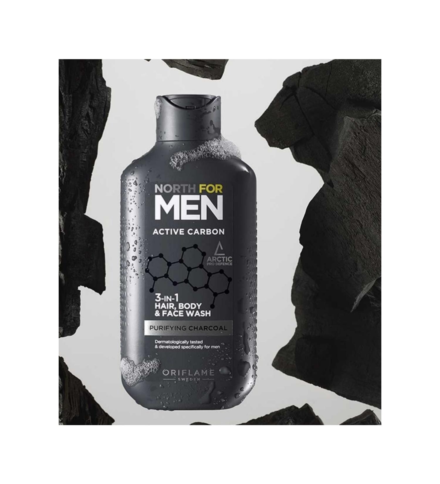 Oriflame North For Men Active Carbon 3 in 1 Hair Body and Face Cleanser