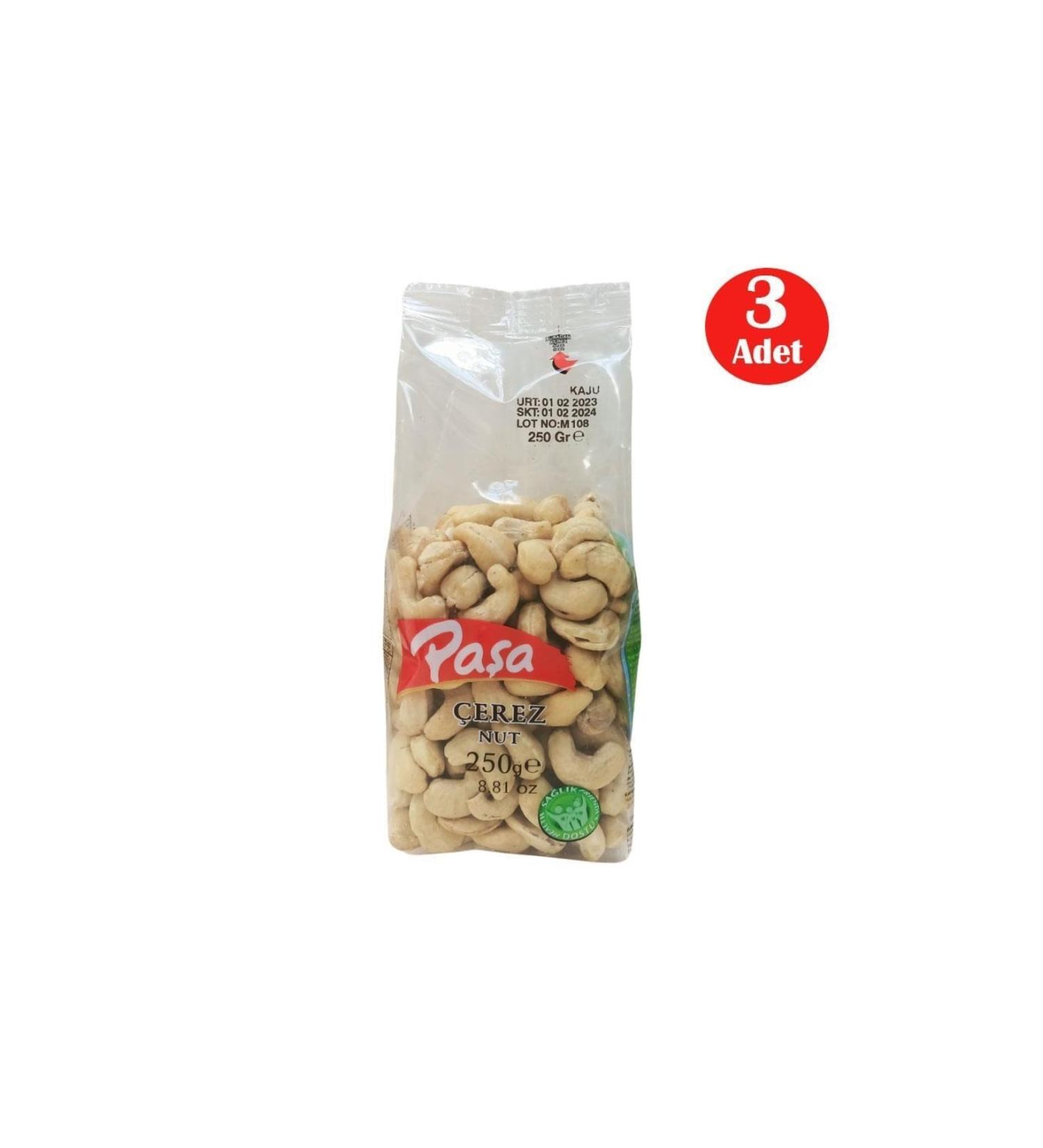Pasha Raw Cashew Nuts Transparent Package 250 gr X 3 Pieces (NATURAL 1ST QUALITY)