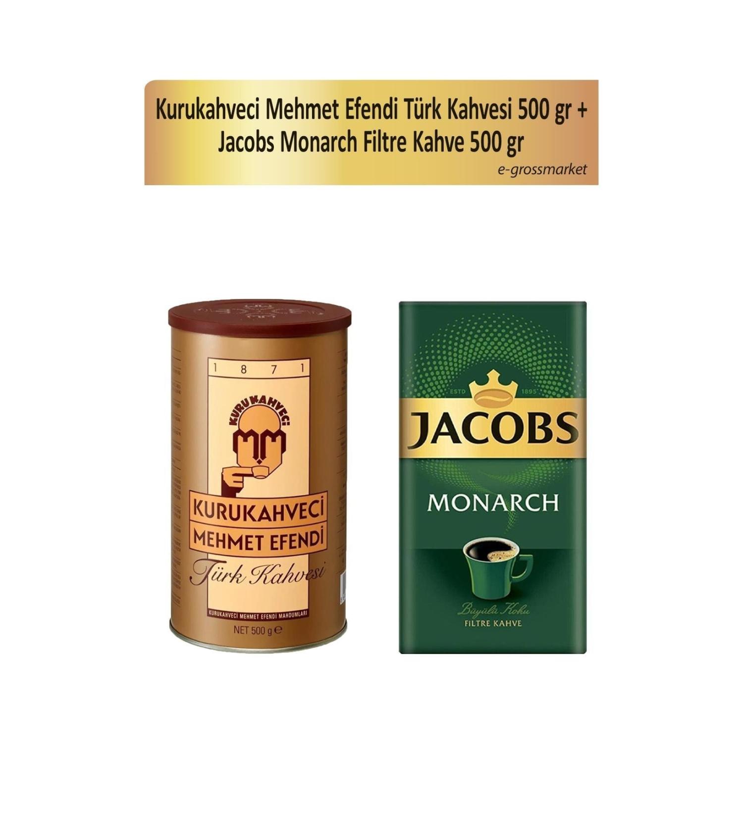 Mehmet Efendi Turkish Coffee 500 Gr + Jacobs Monarch Filter Coffee 500 Gr
