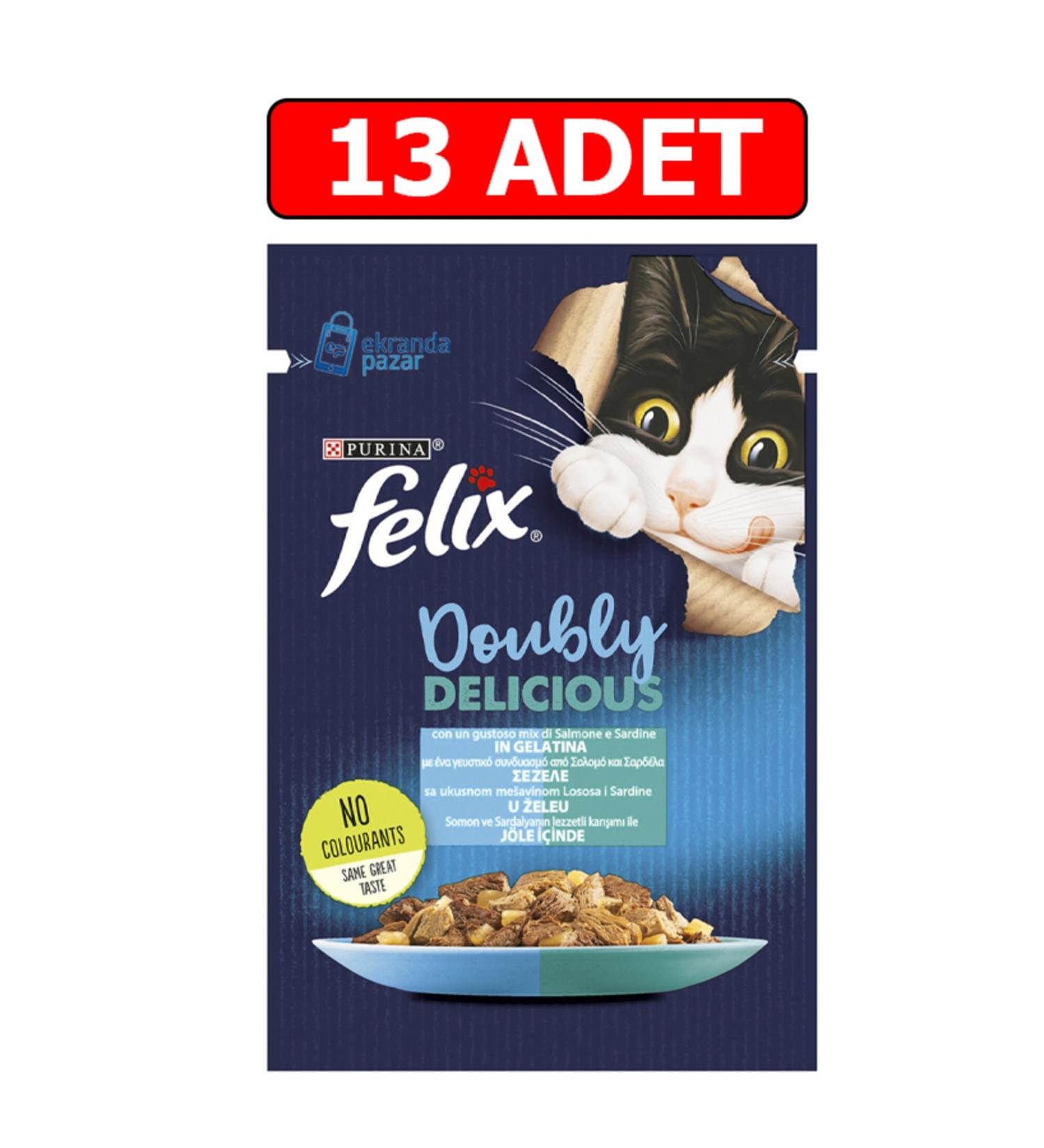 FELIX Salmon and Sardine Wet Cat Food 85gr 13 Pieces Pouch Cat Canned Cat Wet Food